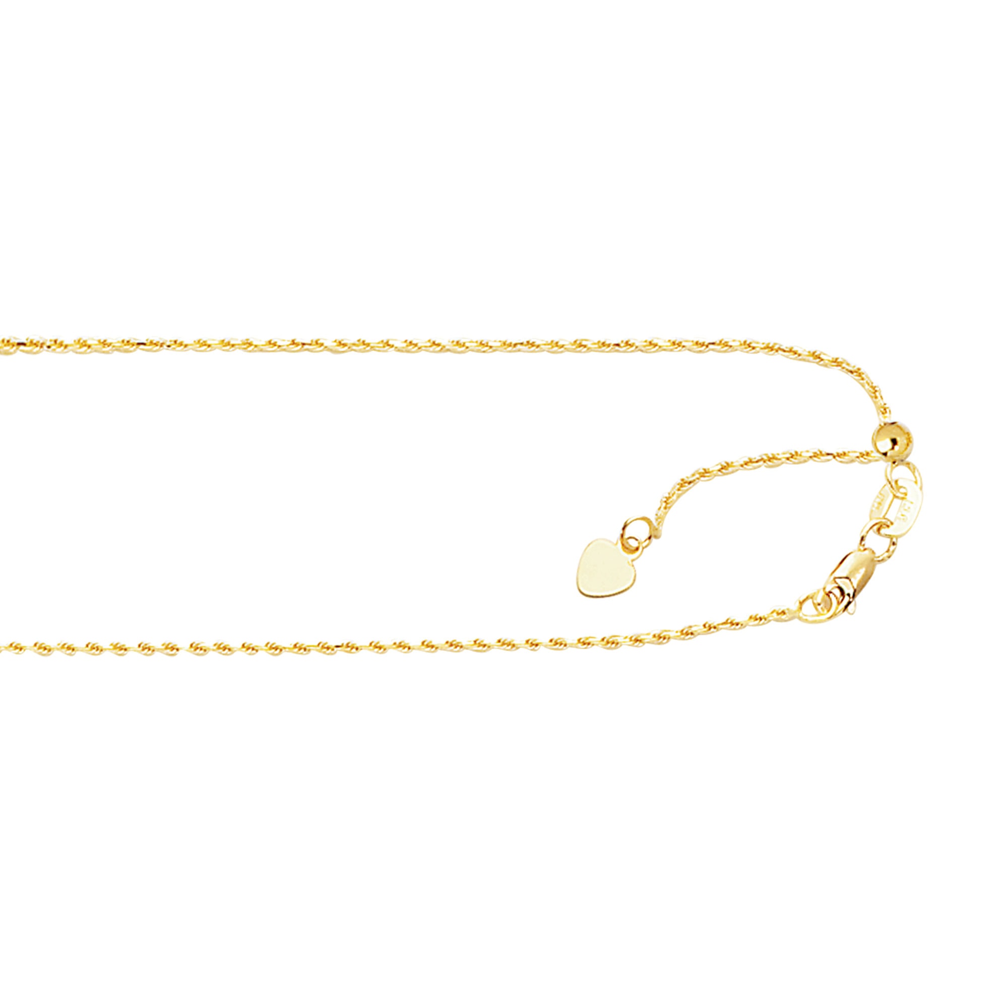 10K Gold 0.95mm Adjustable Rope Chain