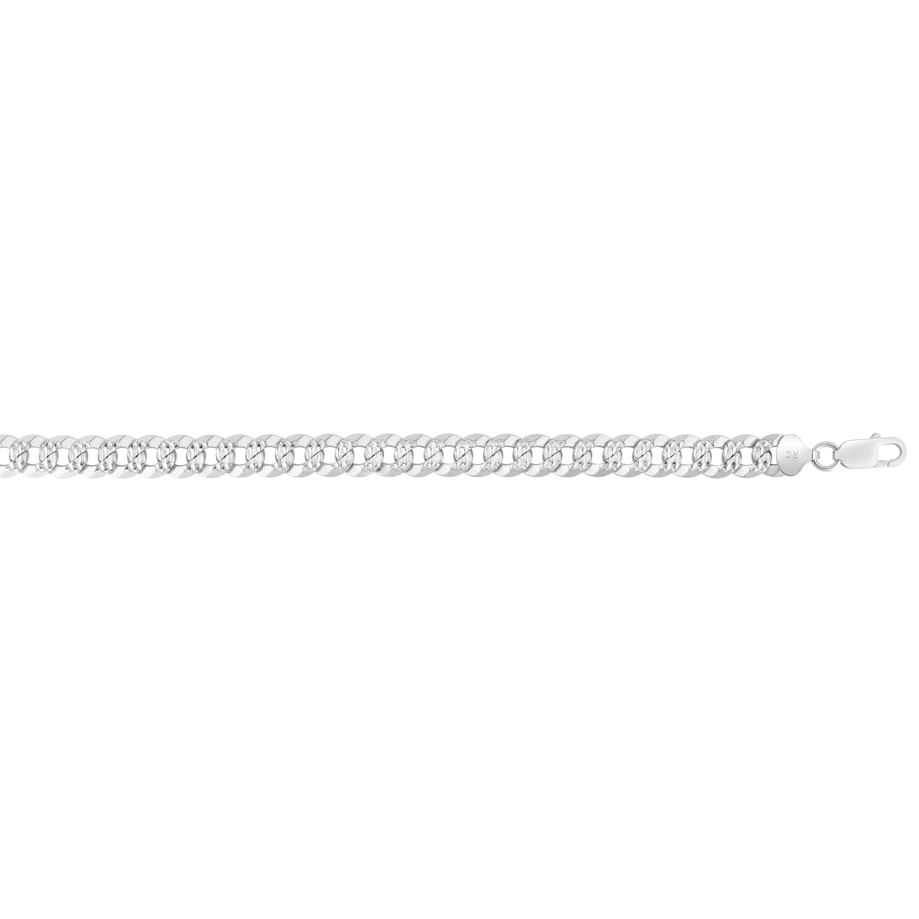 Silver 8.4mm White Pave Curb Chain