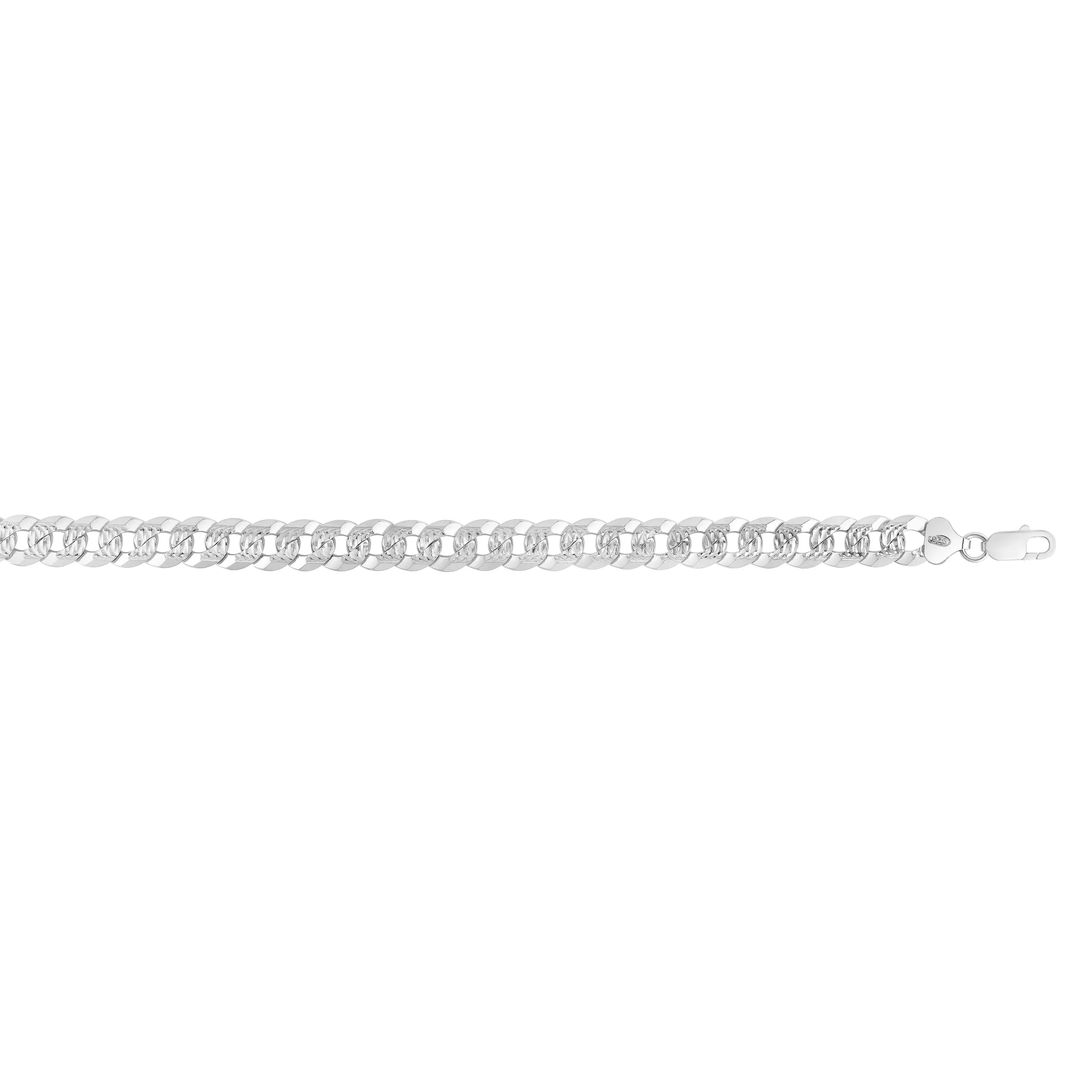 Silver 9.3mm White Pave Curb Chain