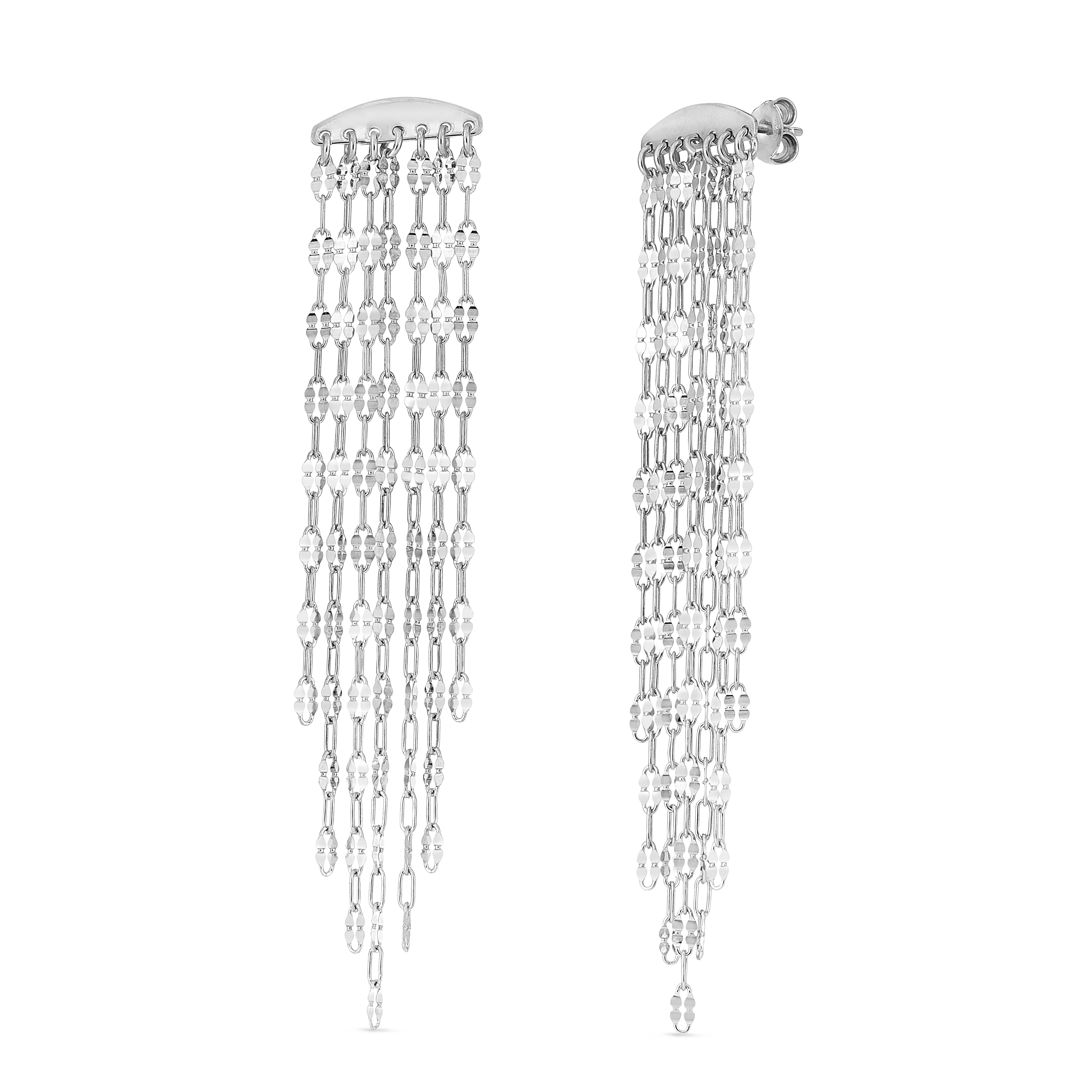 Silver Fancy Chain Drop Earrings