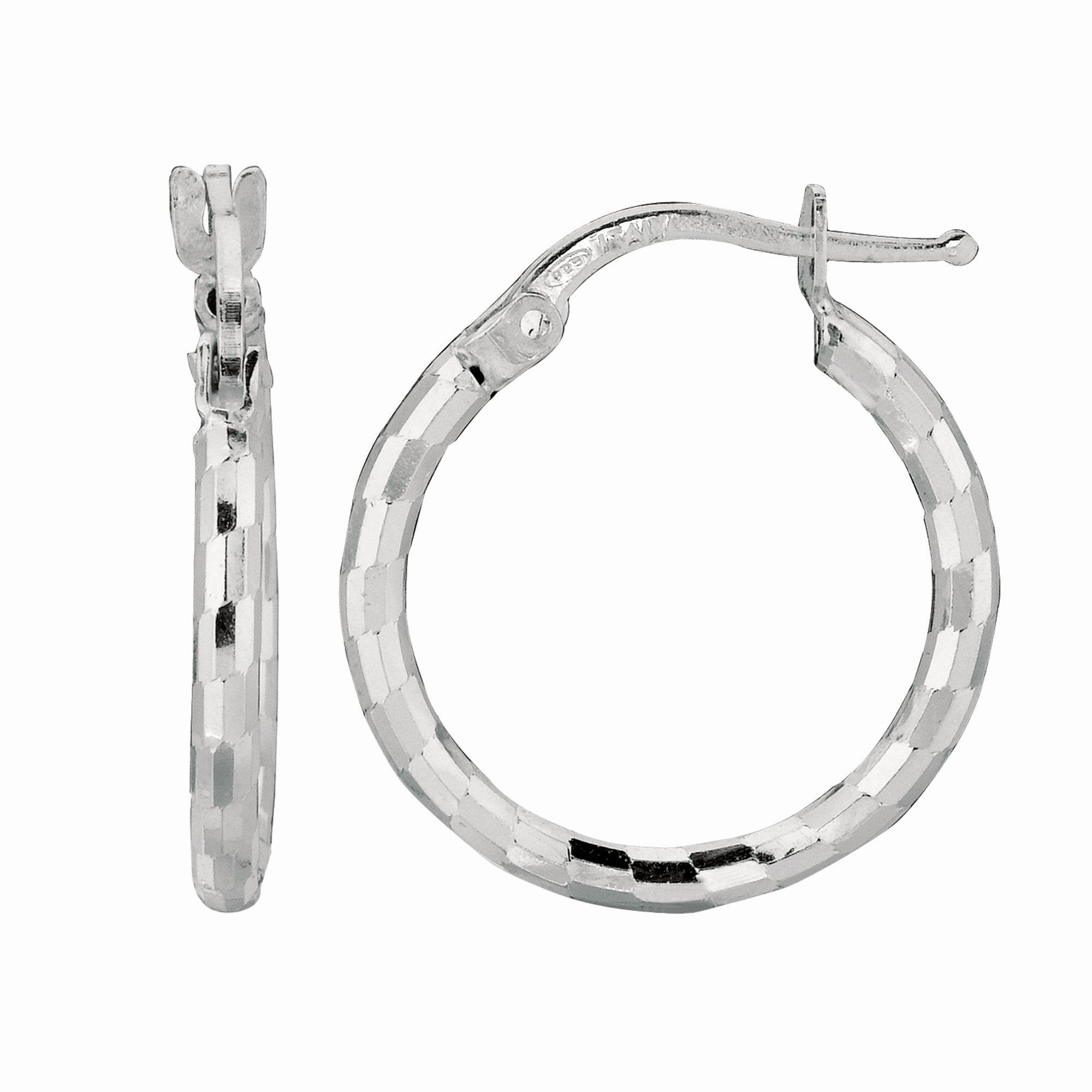 Silver Squares Small Hoop Earring