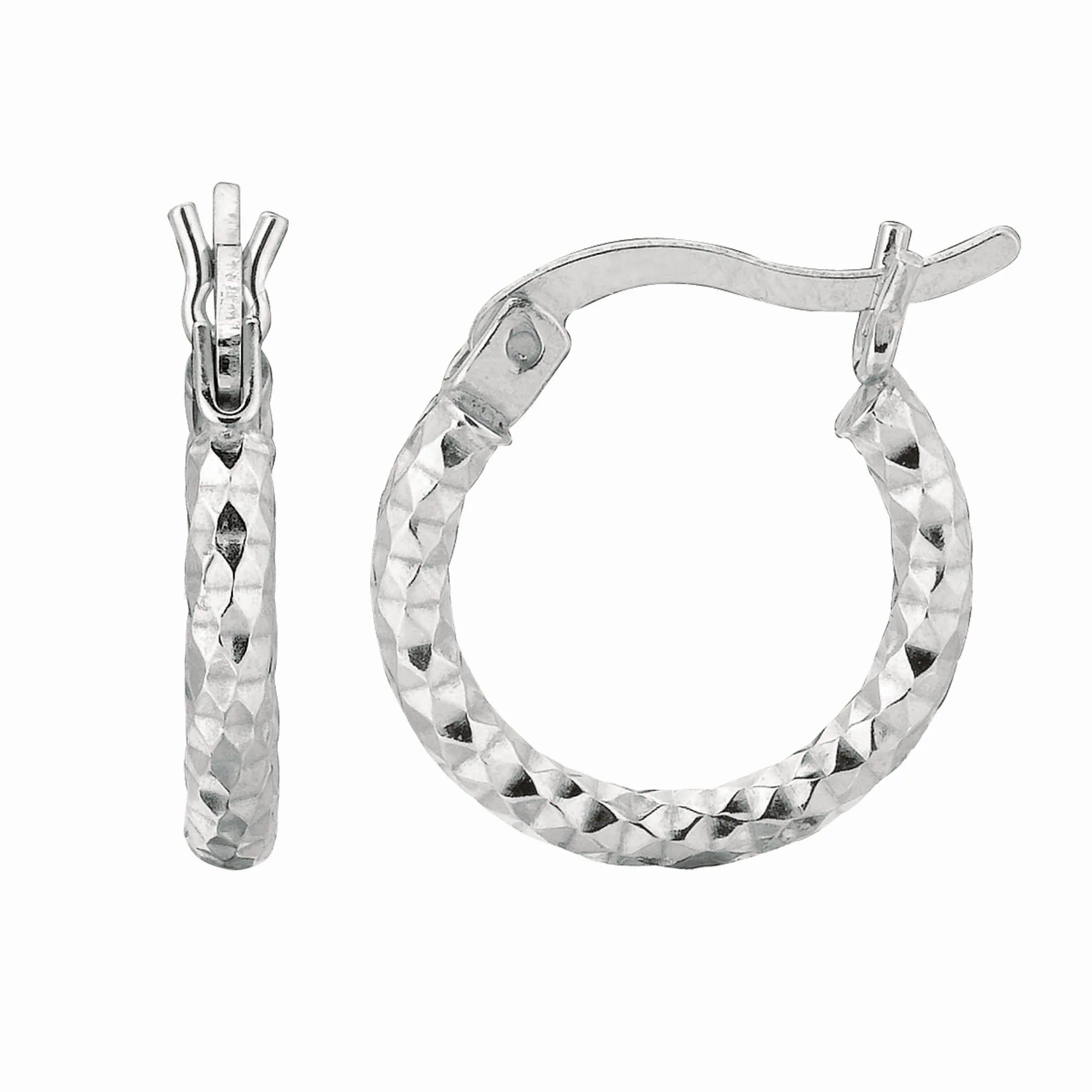 Silver 2x10MM Diamond Cut Earring