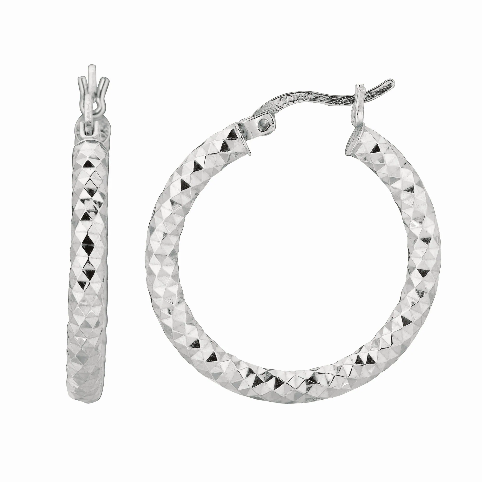 Silver 3x20MM Diamond Cut Earring