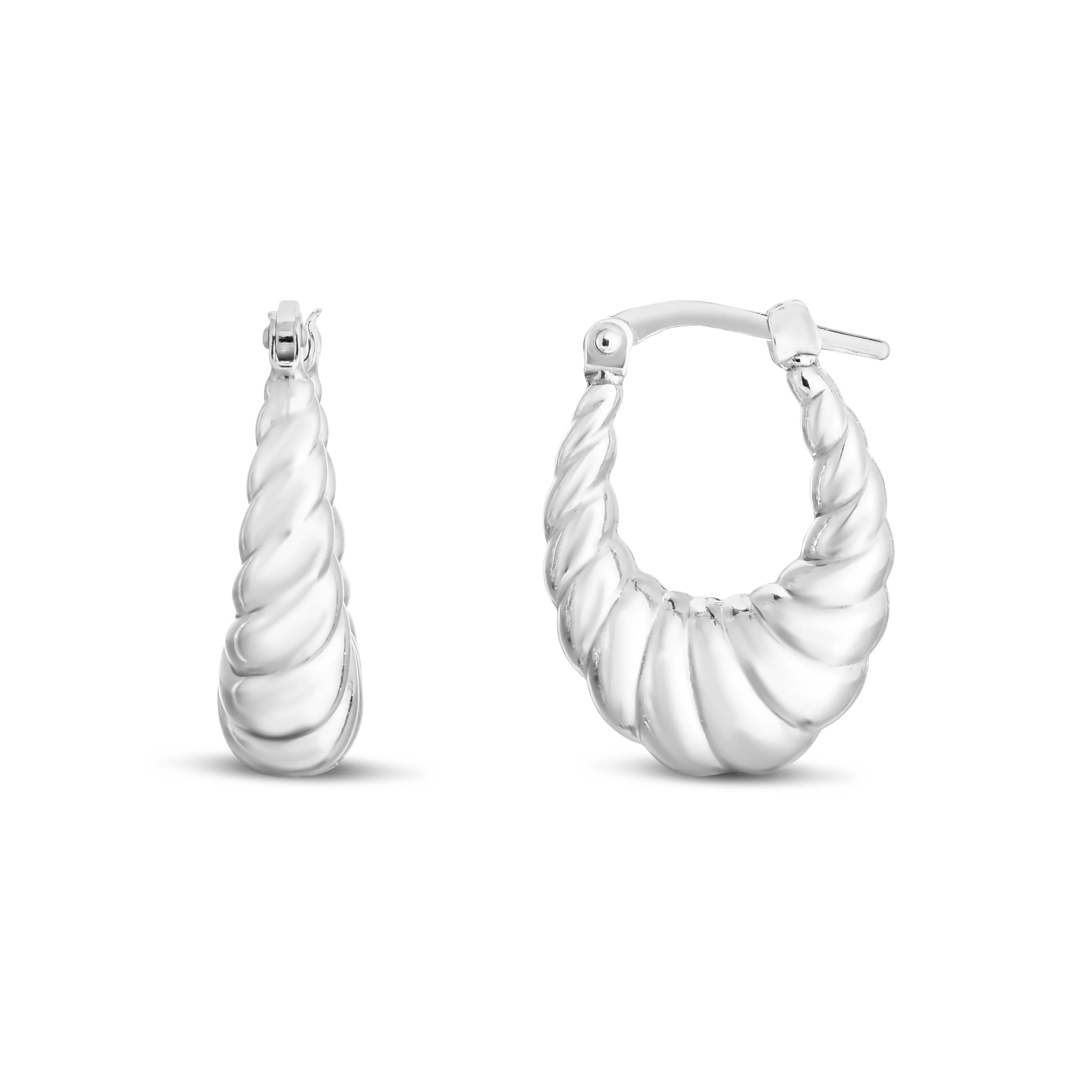 Silver Twisted Graduated Hoops