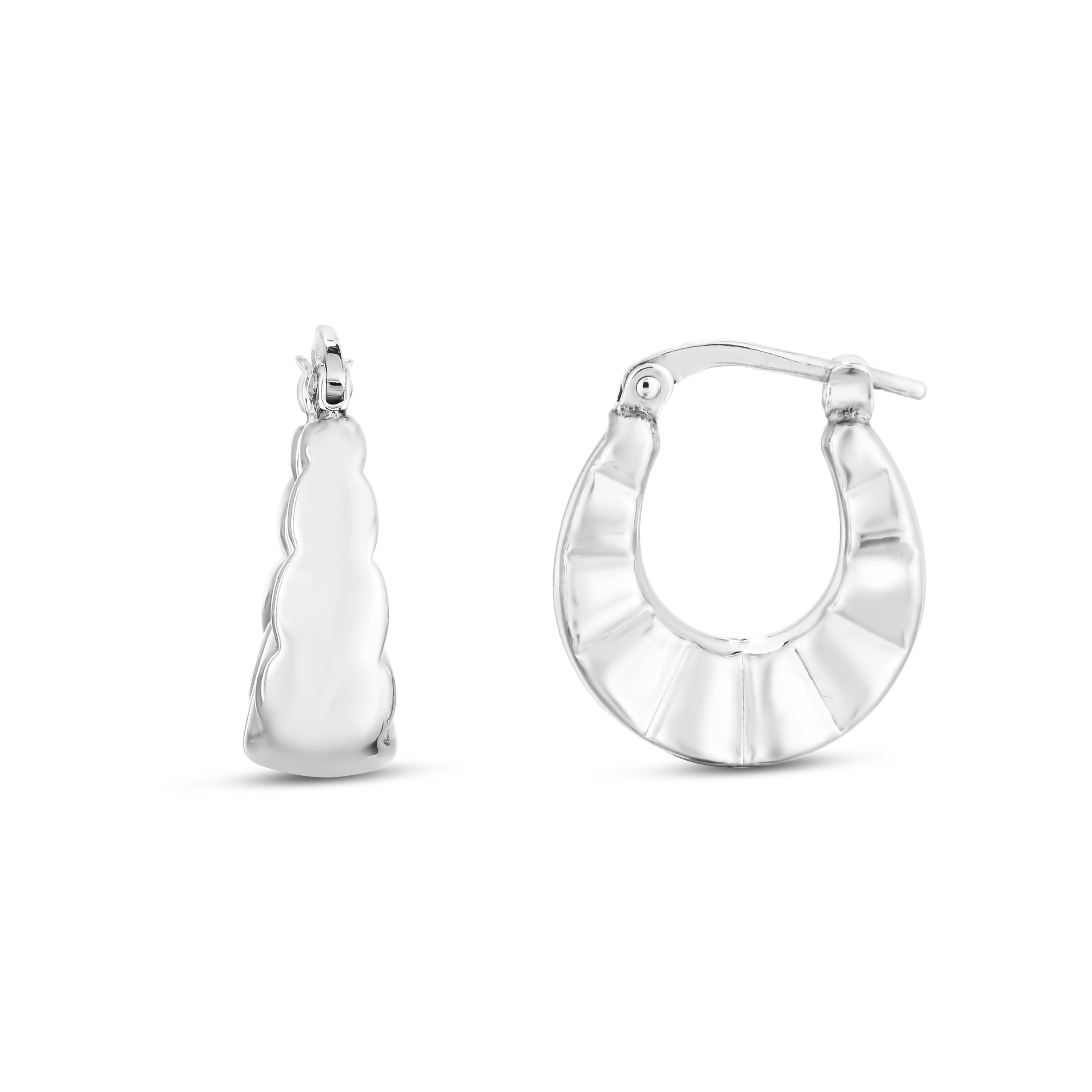 Silver Grooved Graduated Hoops