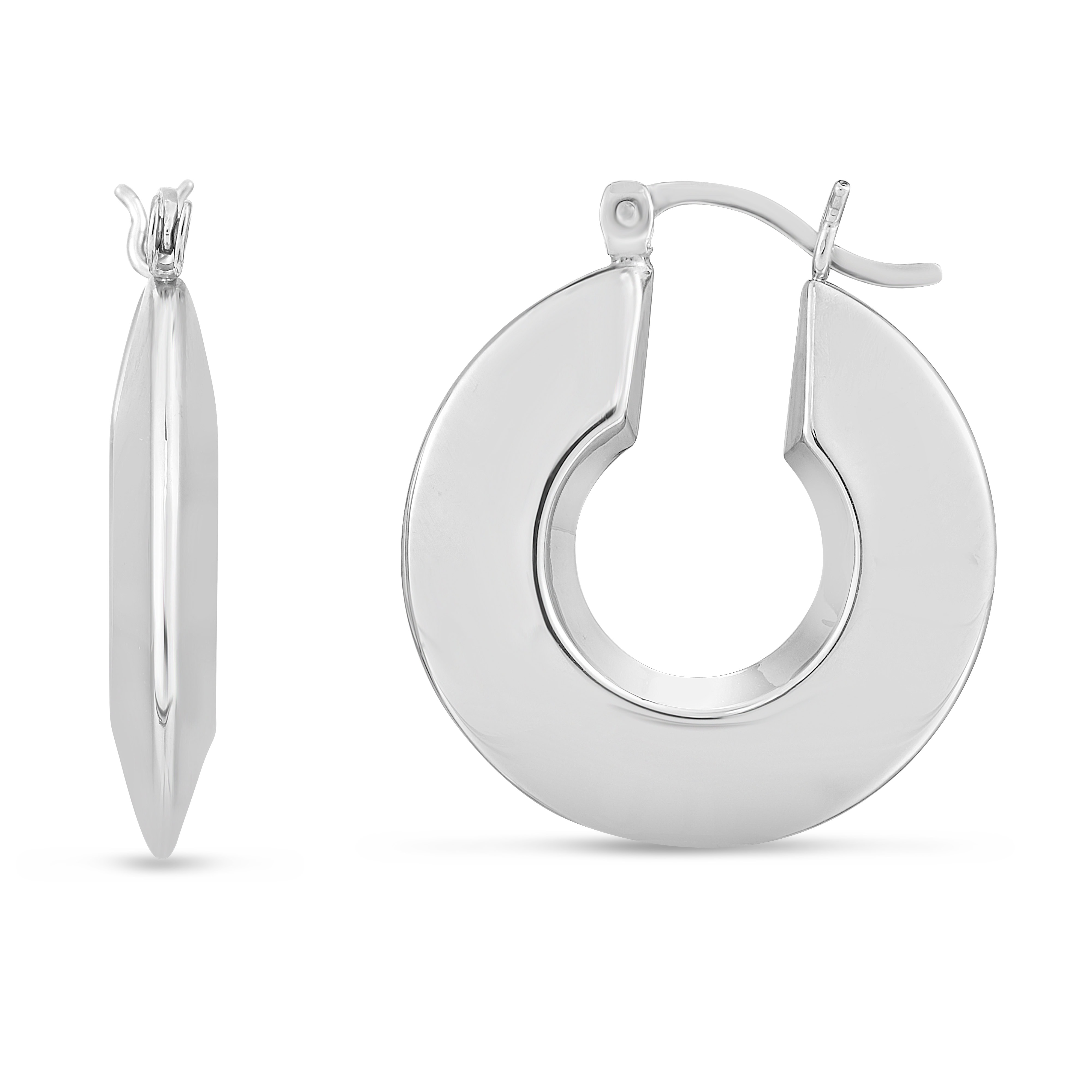 Silver Small Puffed Round Hoops