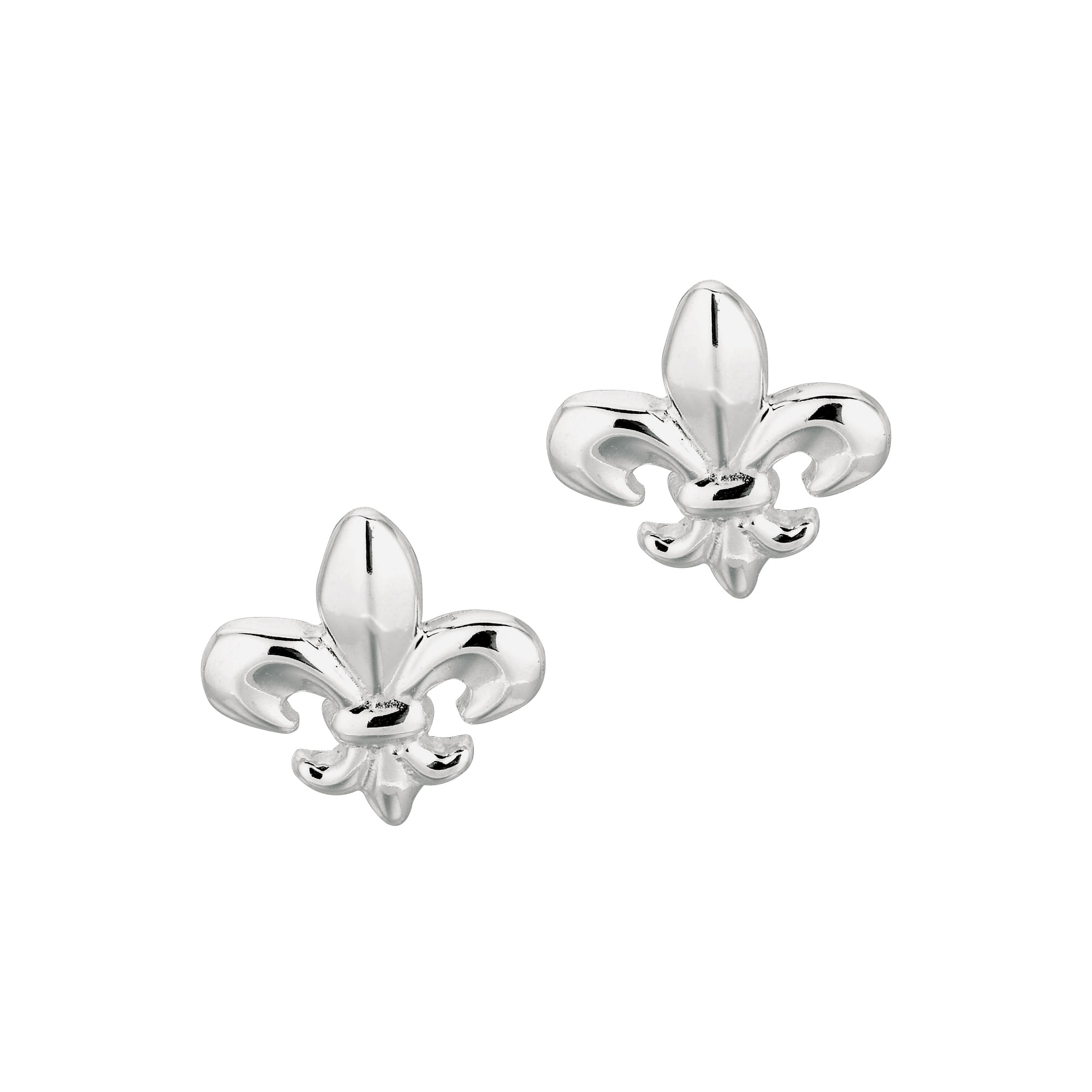 Silver Polished Fleur De Lis Earring