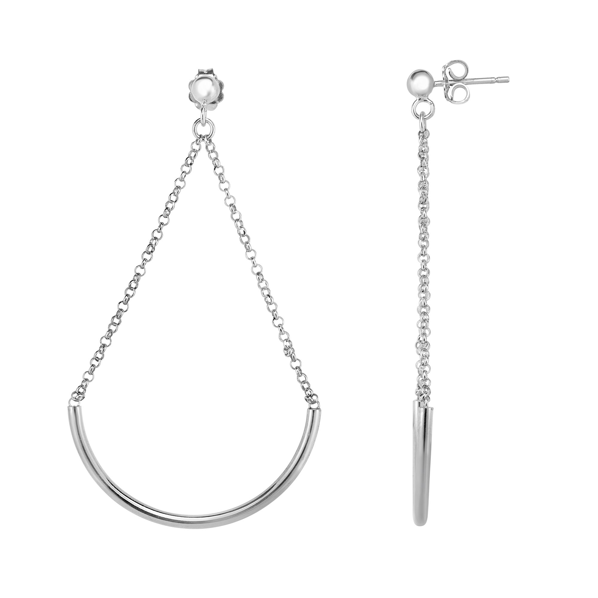 Silver Chain & Crescent Earring