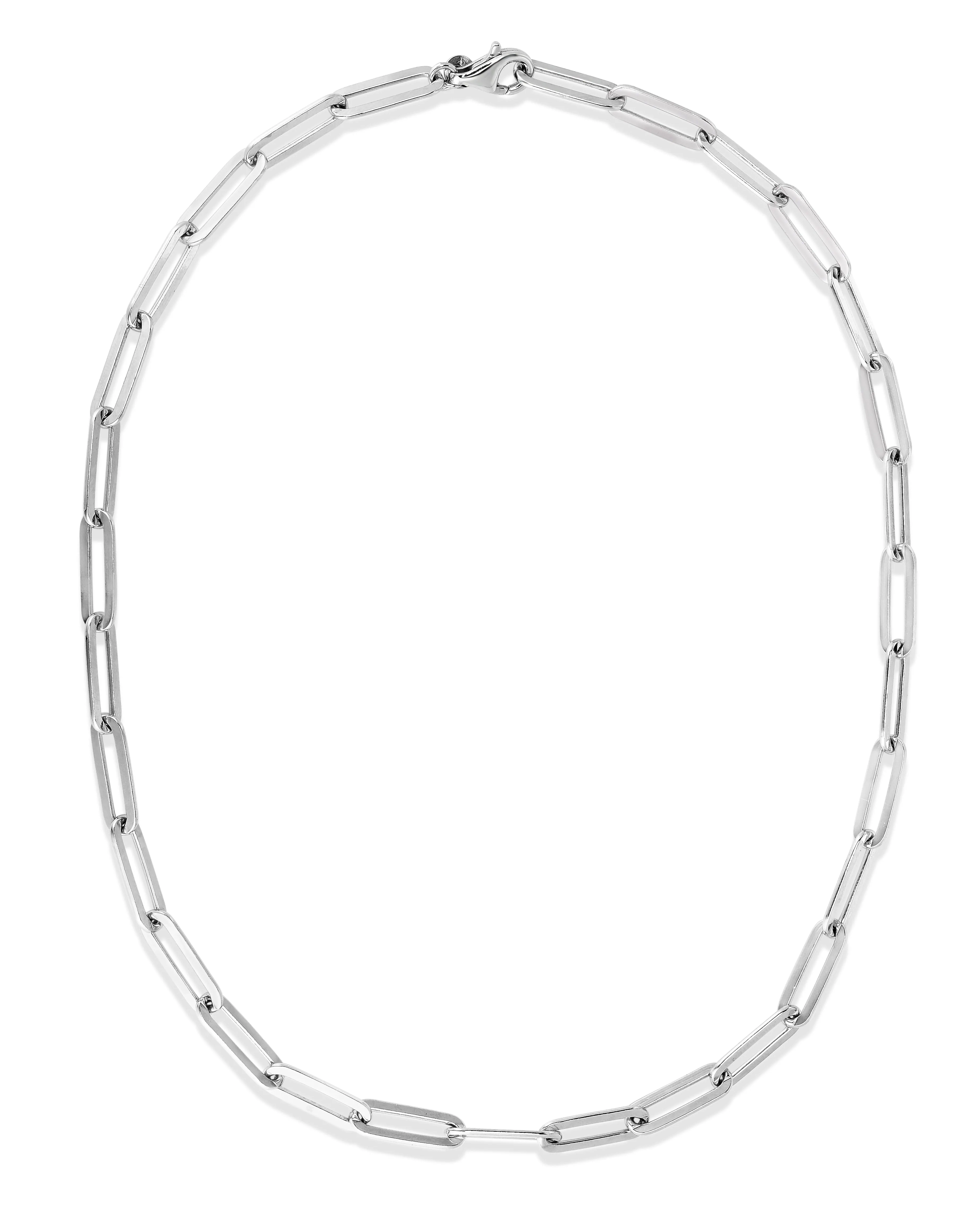 Silver 6MM Flat Paperclip Link Chain Chain