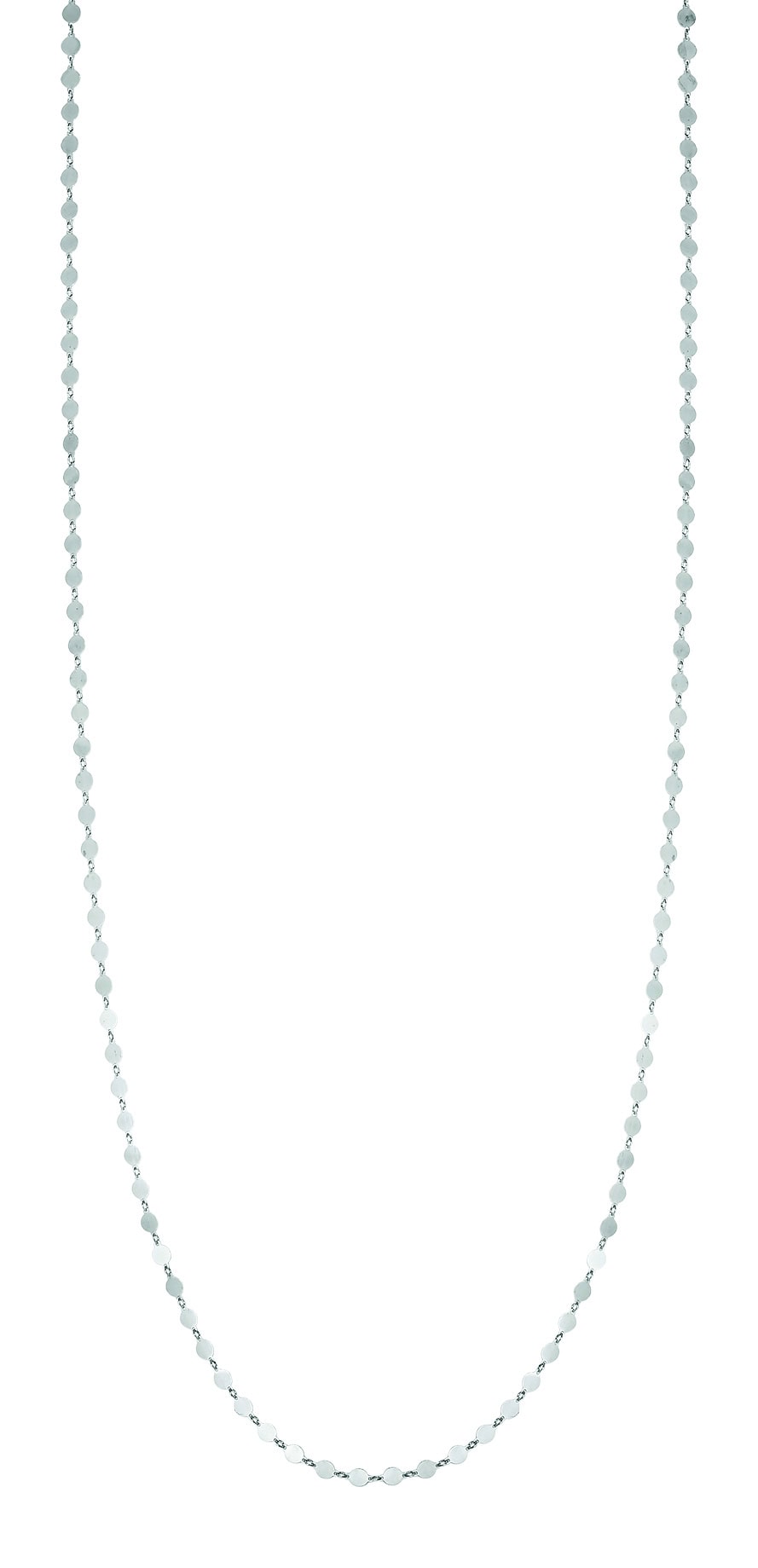 Silver Mirror Link Single Strand Long Necklace
