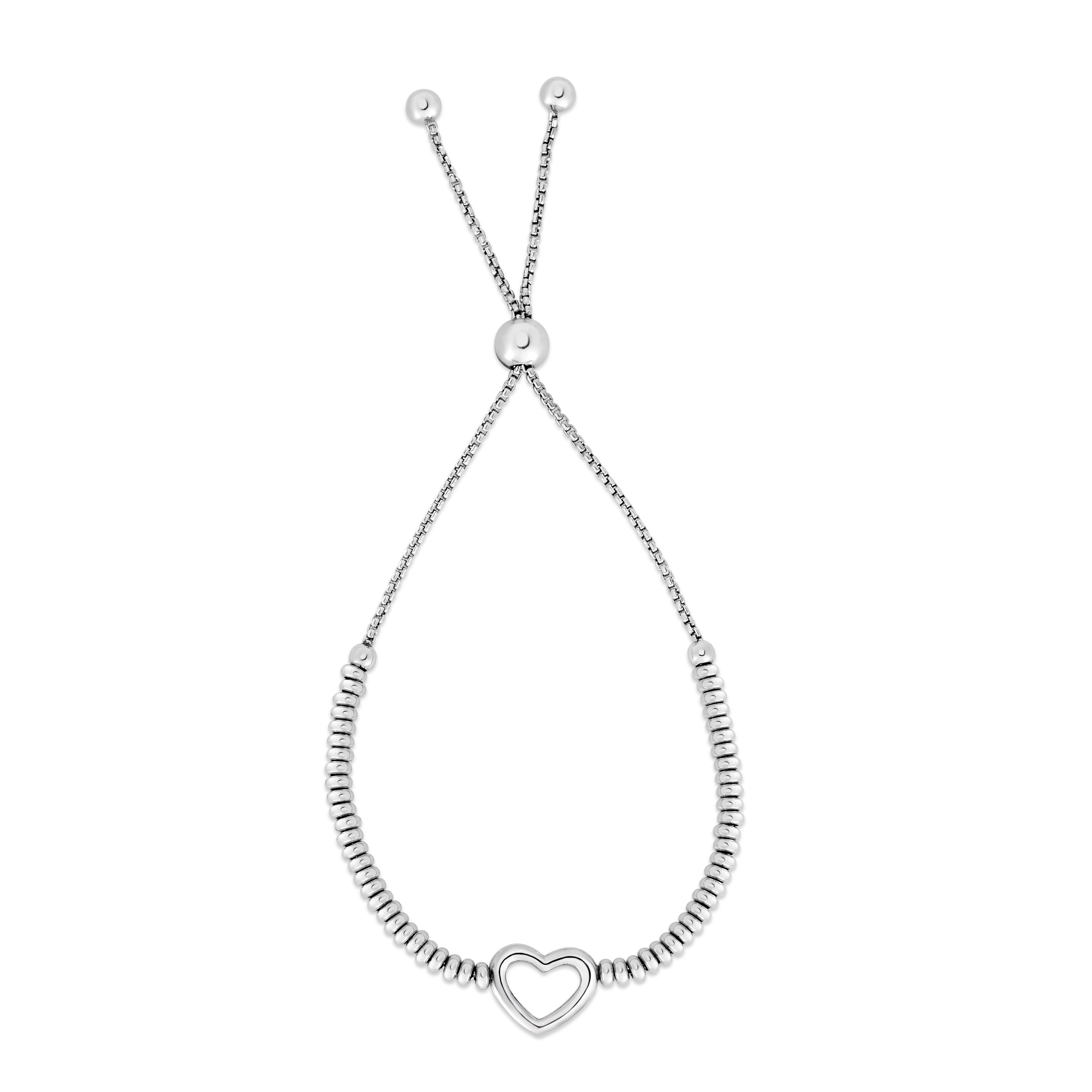 Silver Heart Bead Friendship Bracelet