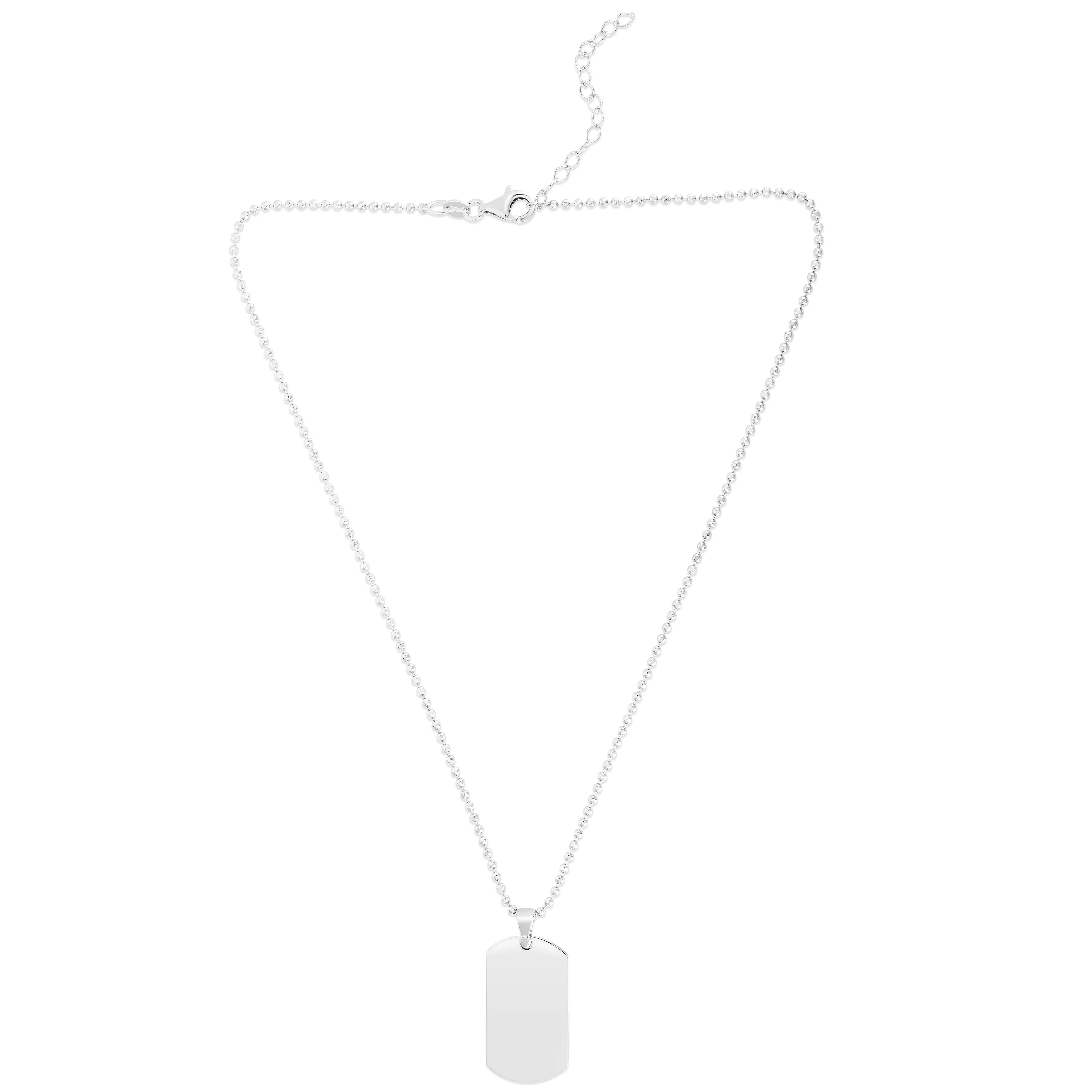 Silver Rectangular Tag Necklace