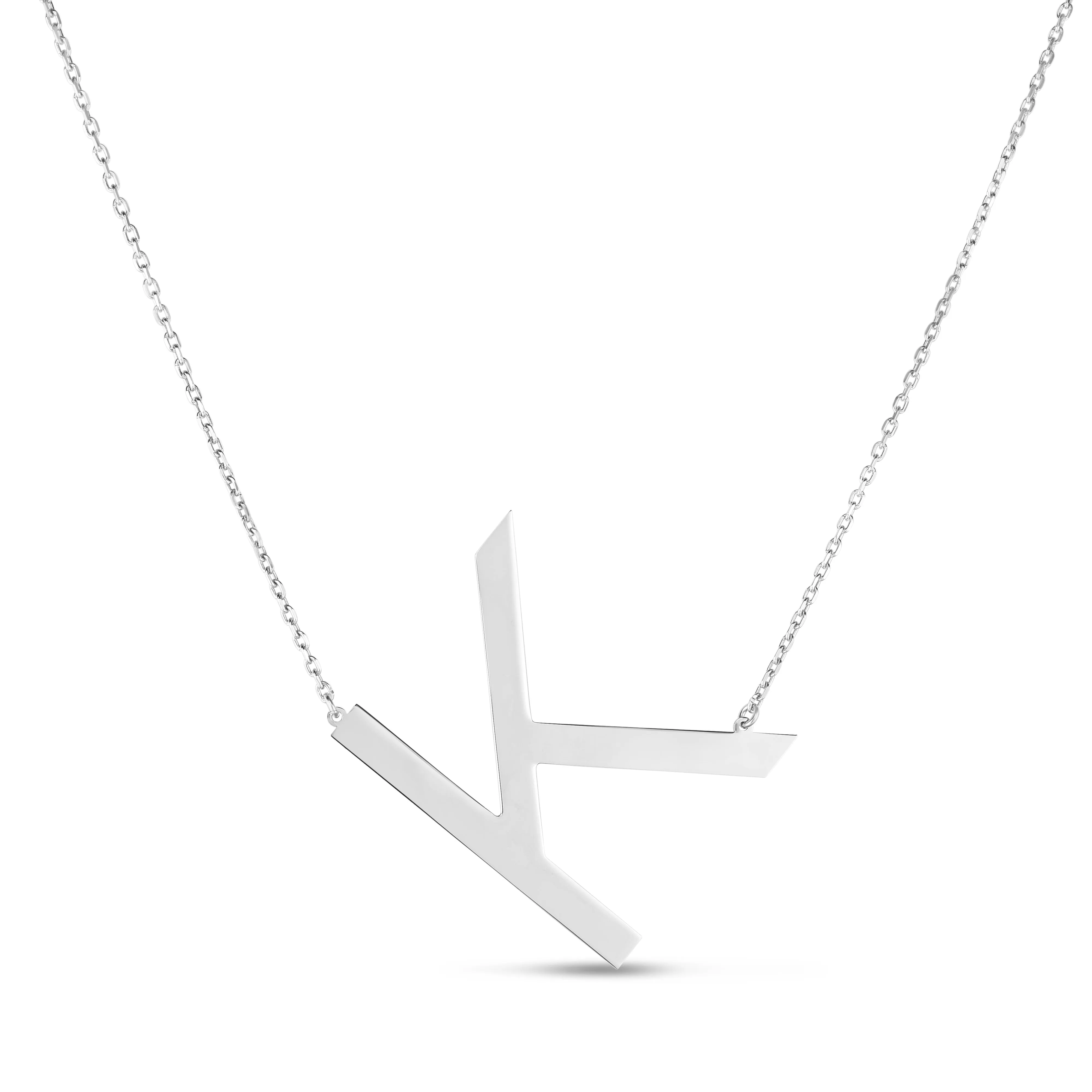 Silver K Letter Necklace