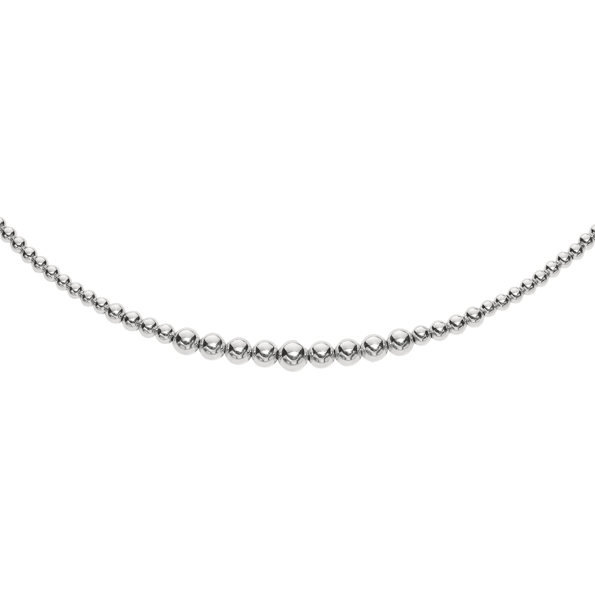 Silver Graduated 5 to 8mm Bead Necklace
