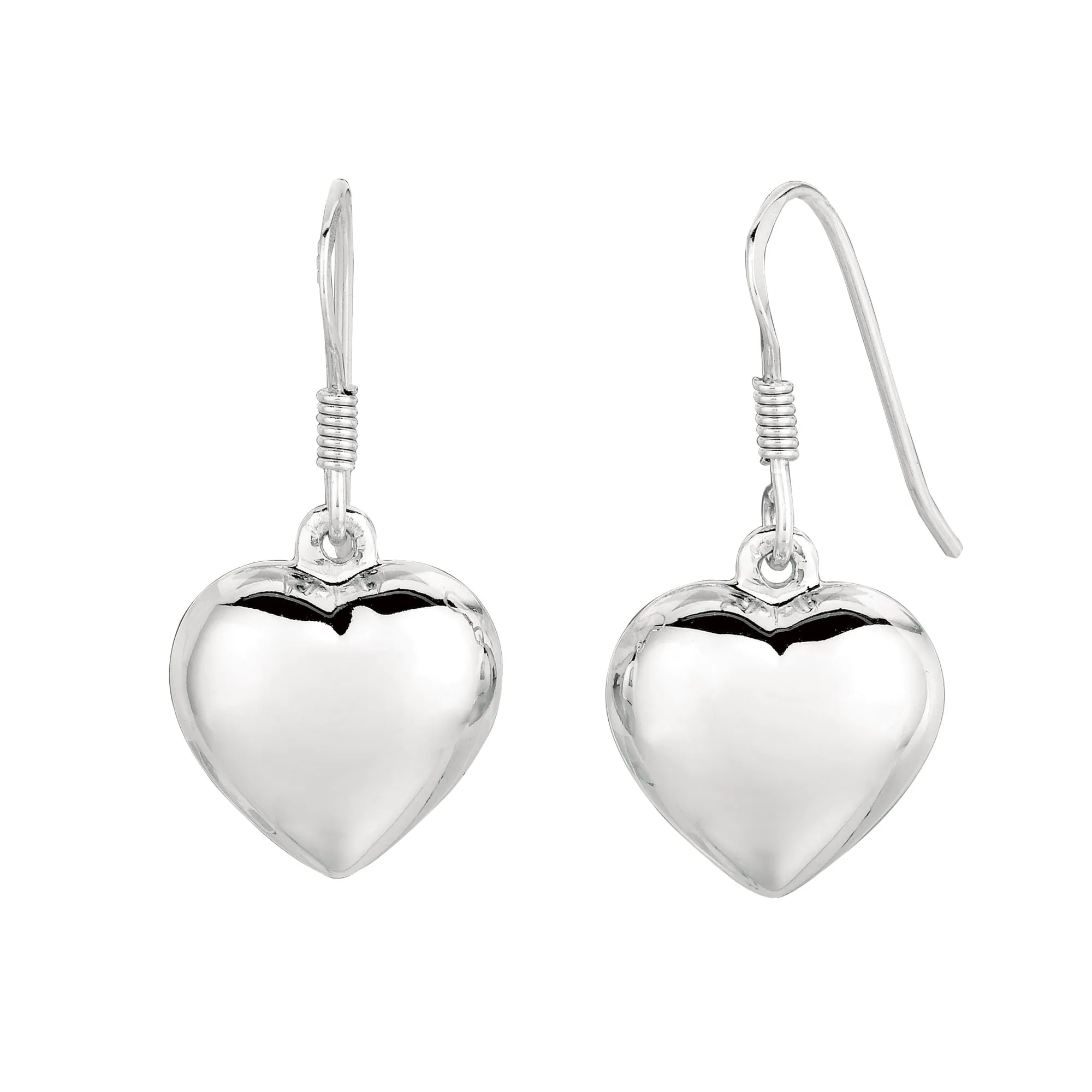 Silver Puff Heart Earring