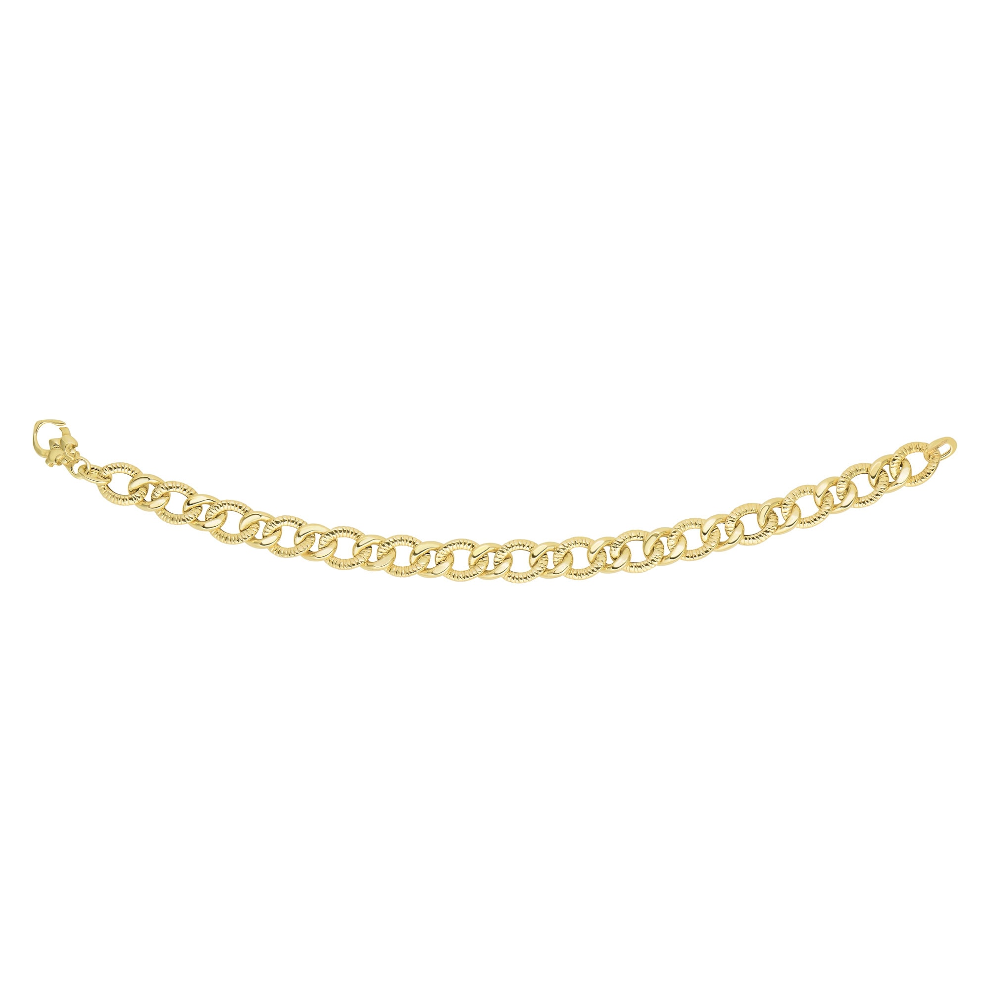14K Gold Alternating Heritage Link Bracelet