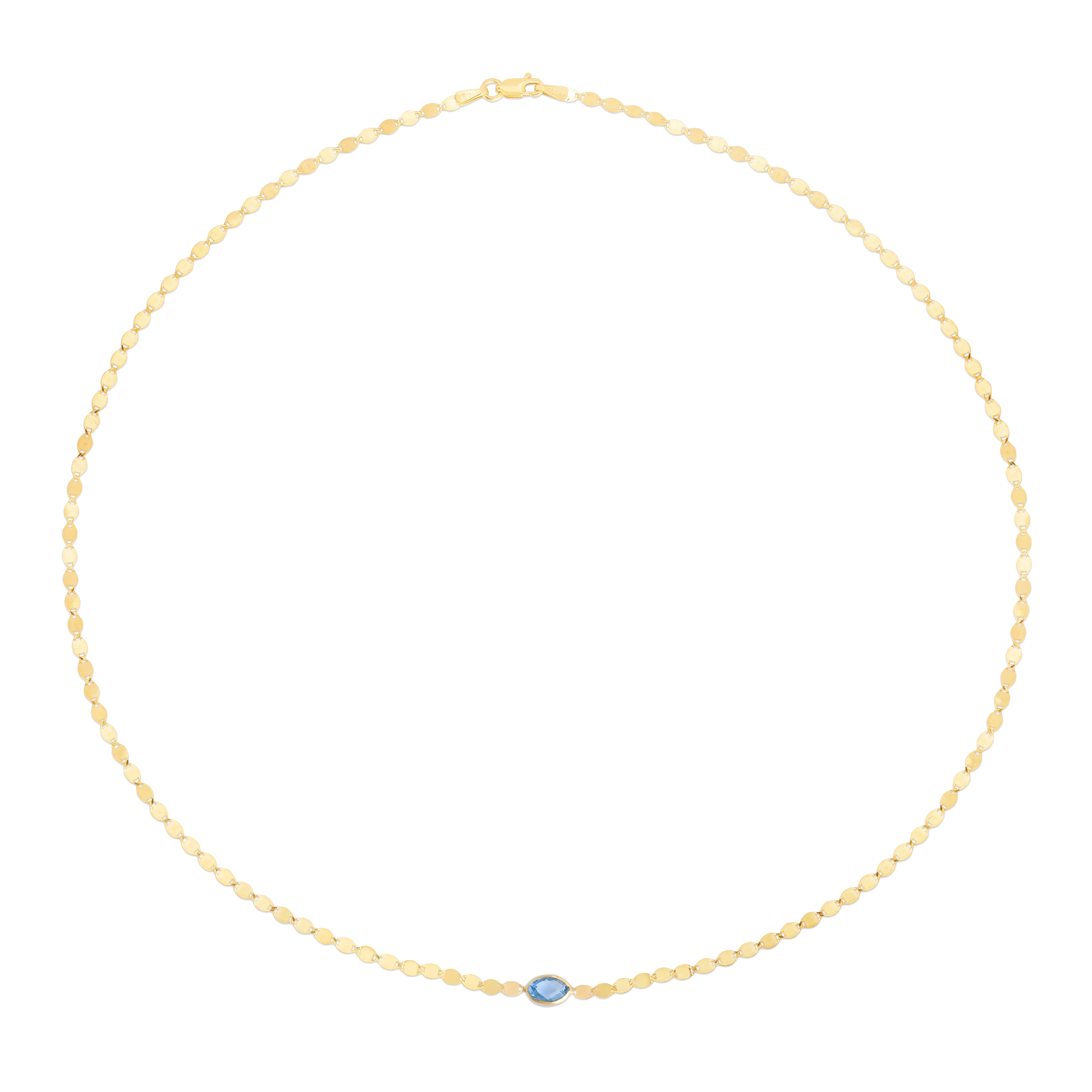 14K Blue Topaz Mirrored Chain Bracelet