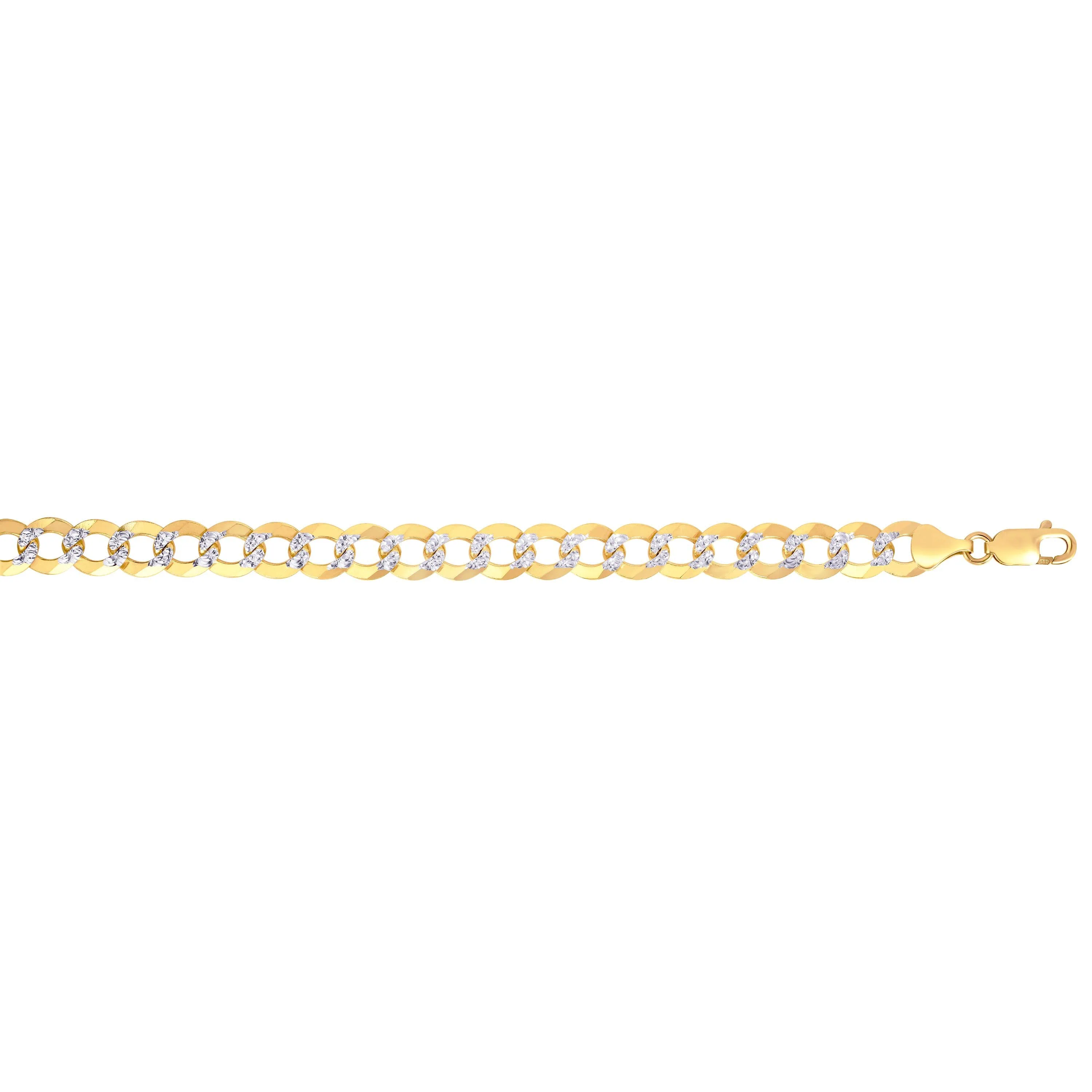 14K Gold 12.18mm White Pave Curb Chain