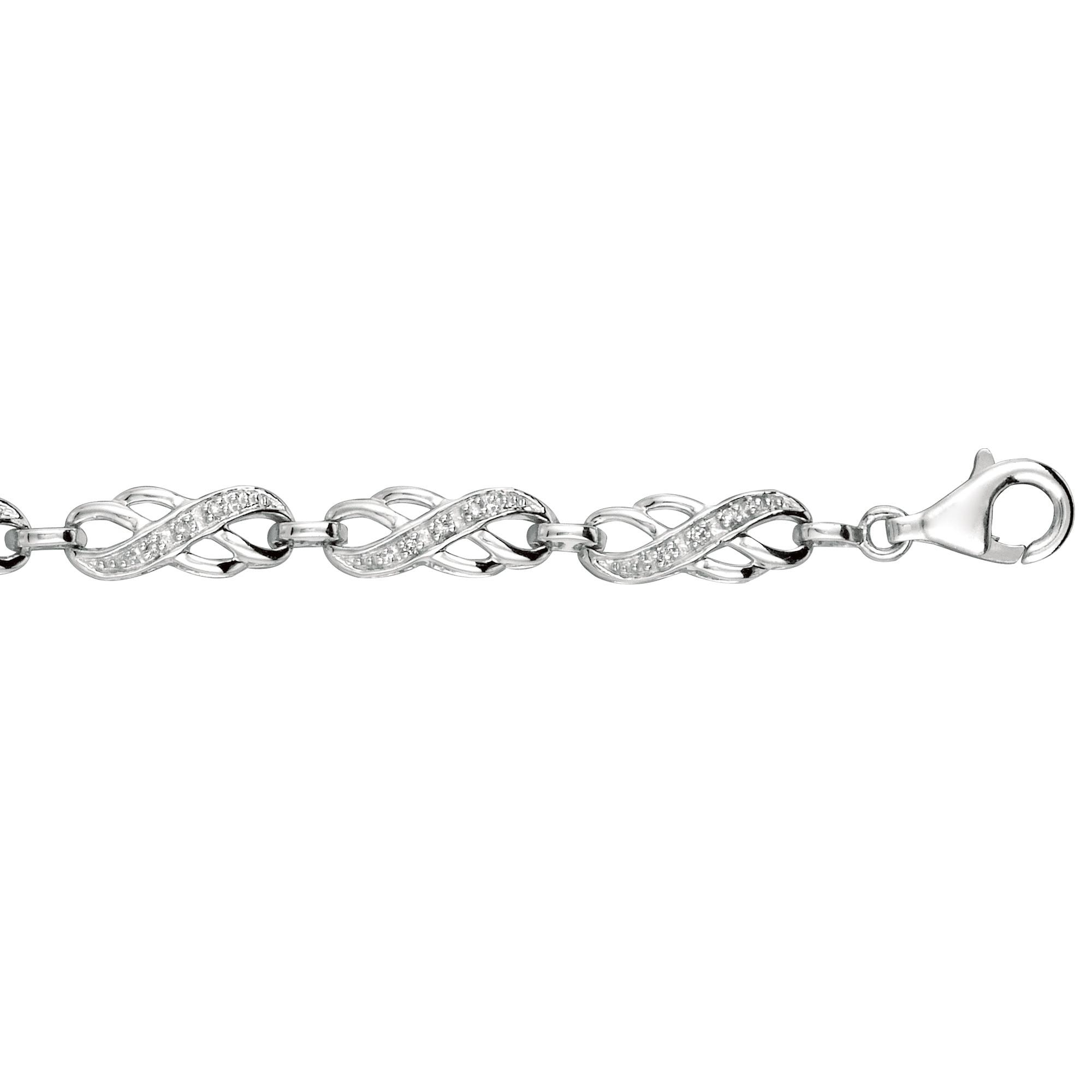 Silver Double Infinity .10ct Diamond Accent Link Bracelet