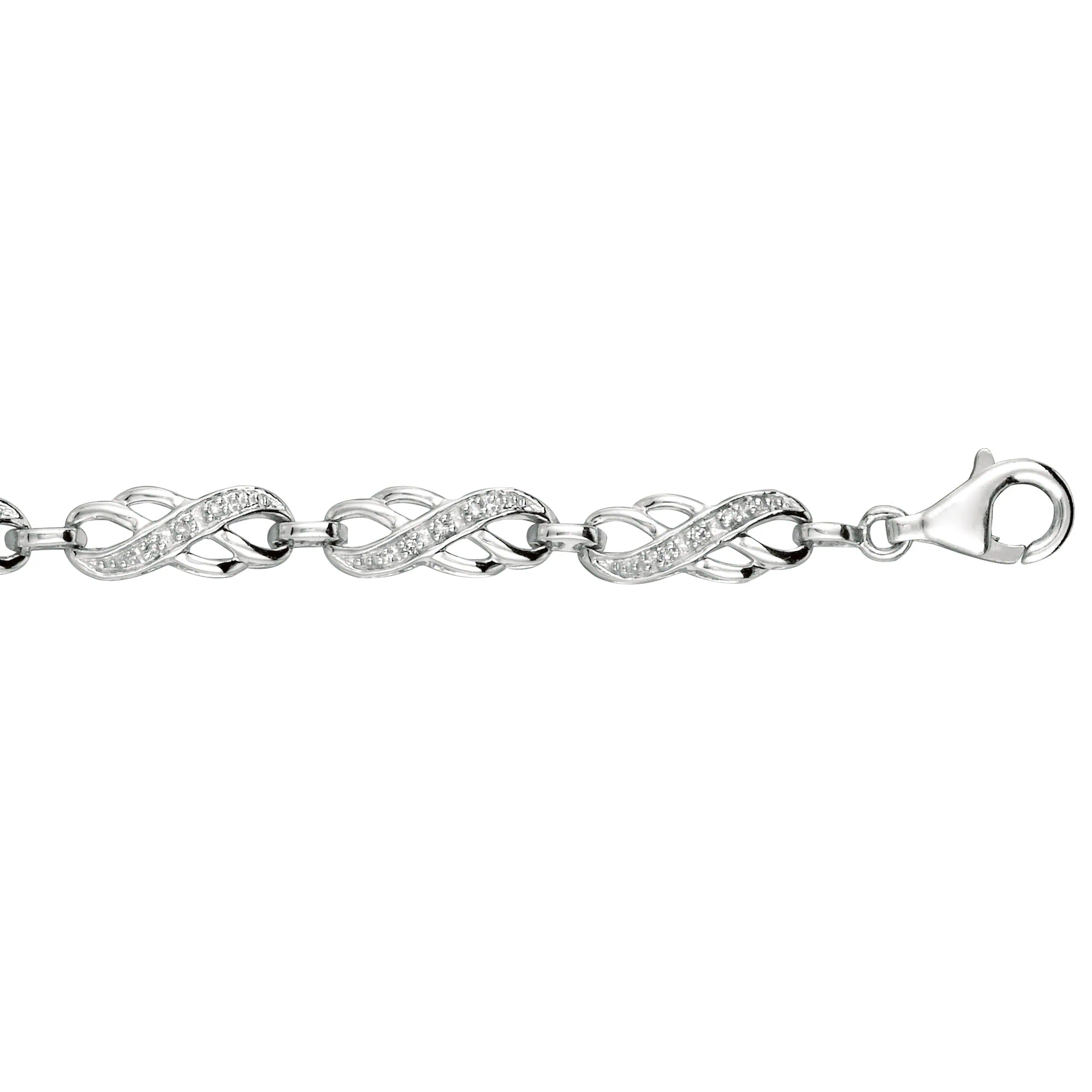 Silver Double Infinity .10ct Diamond Accent Link Bracelet