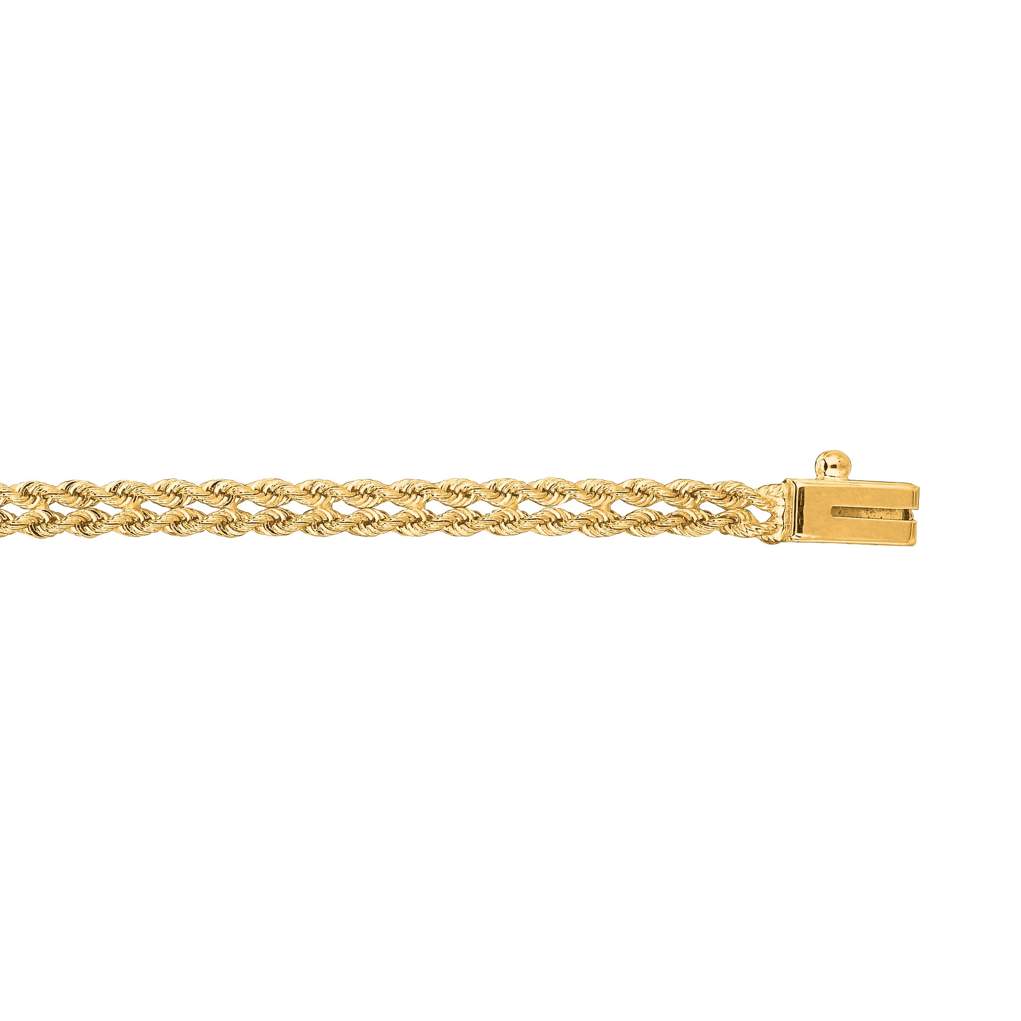 14K Gold 3.4mm Multi-Row Rope Chain Bracelet