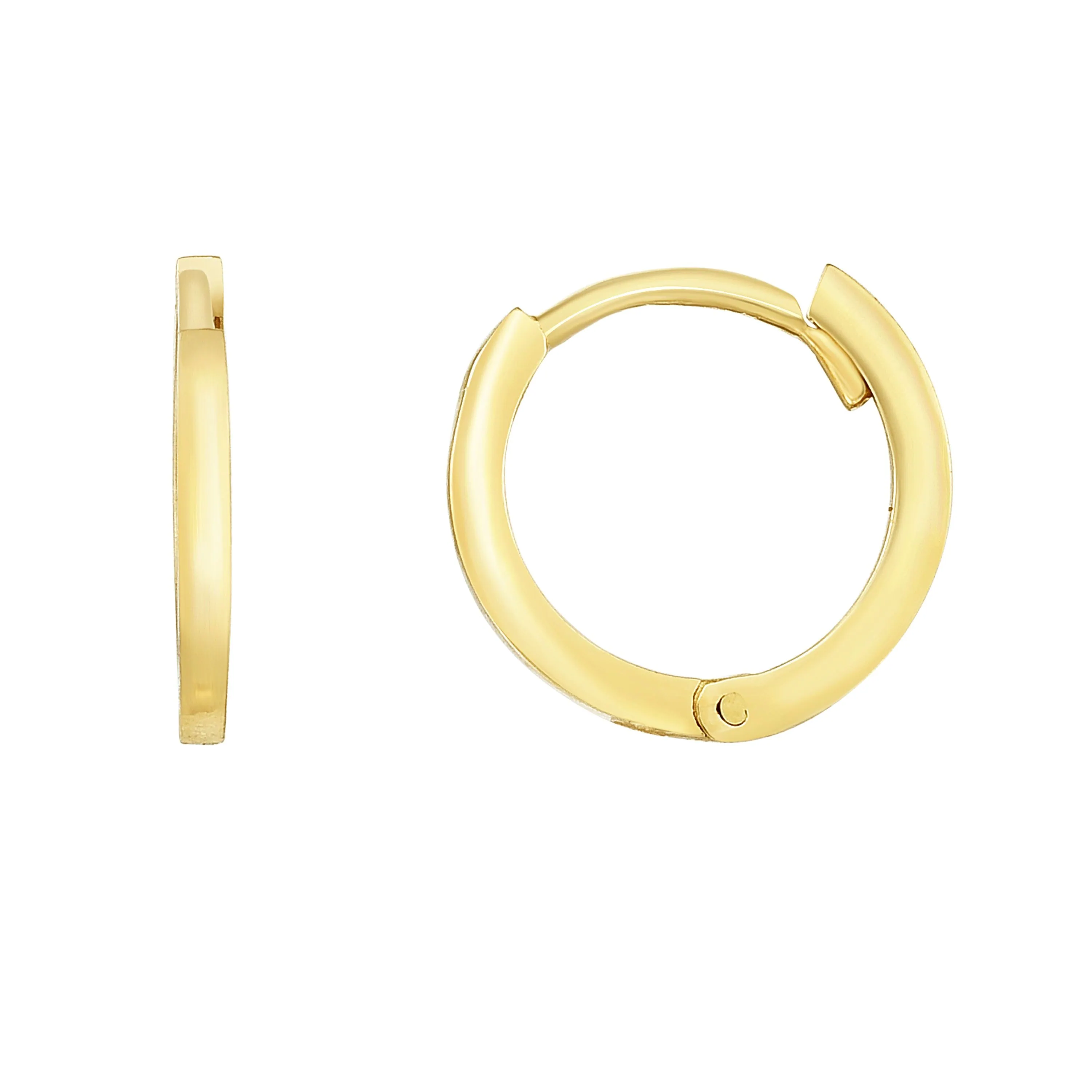 14K Gold Thin Polished Huggie Earring