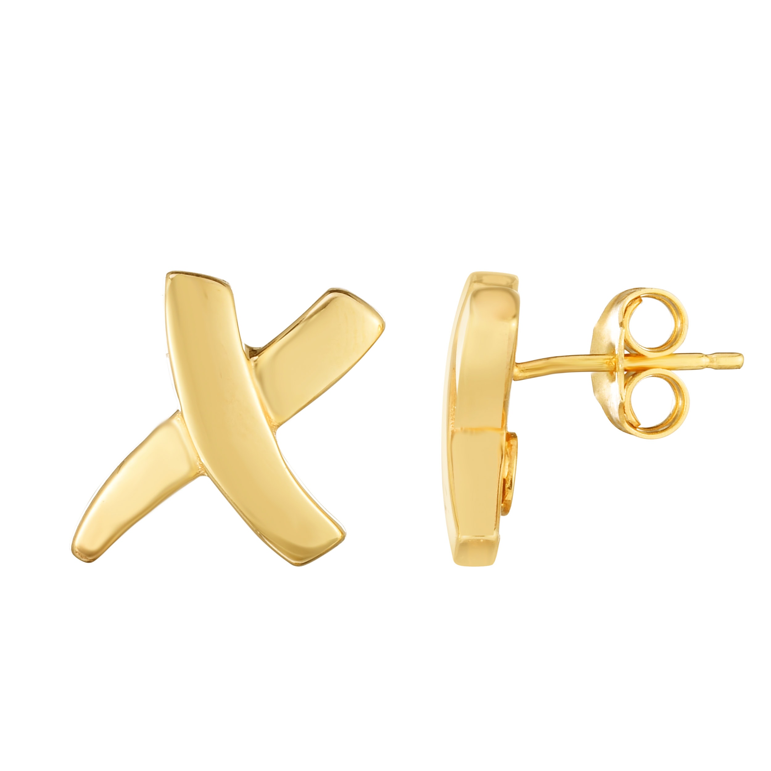 14K Gold Sculpted X Earrings