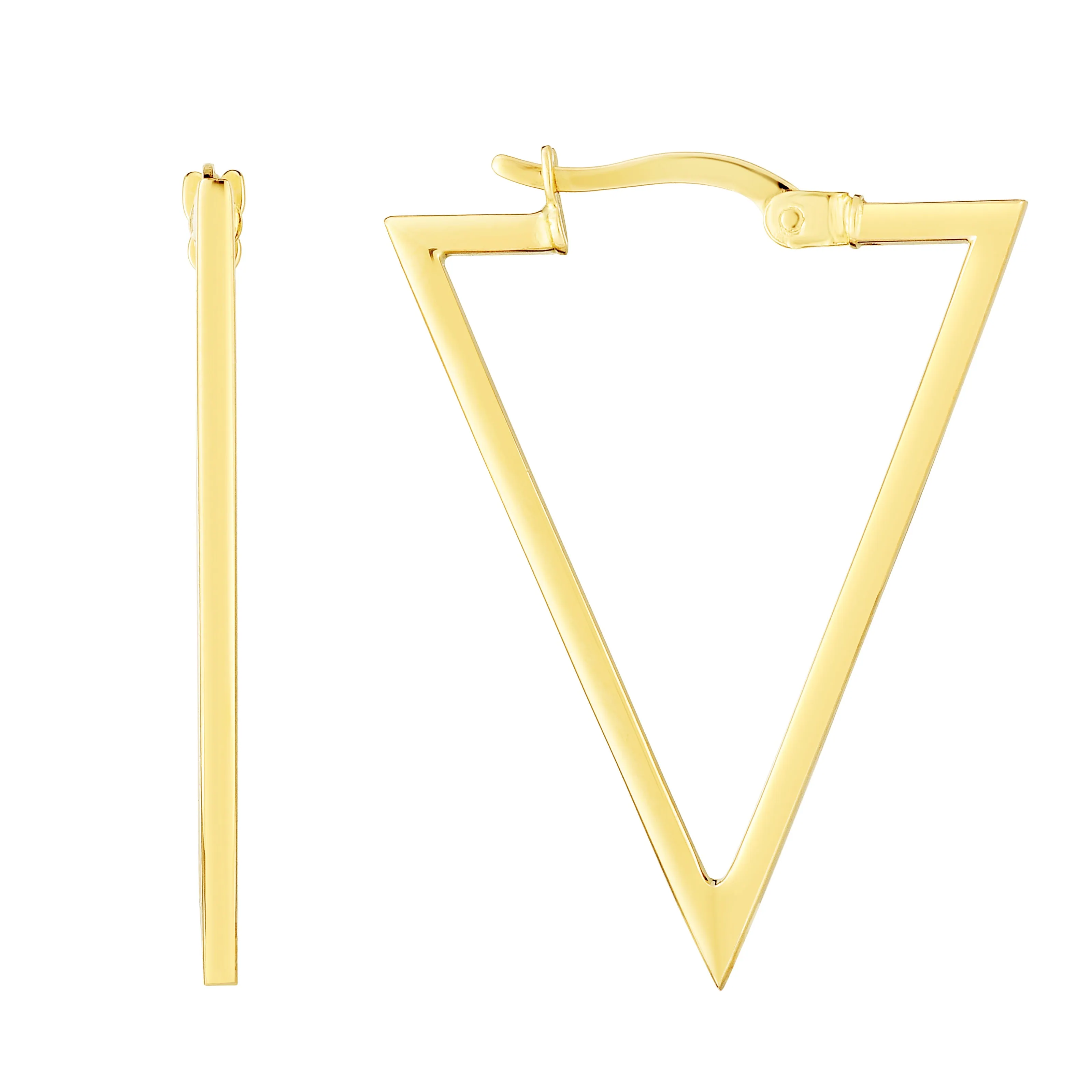 14K Gold Triangle Hoops Earrings