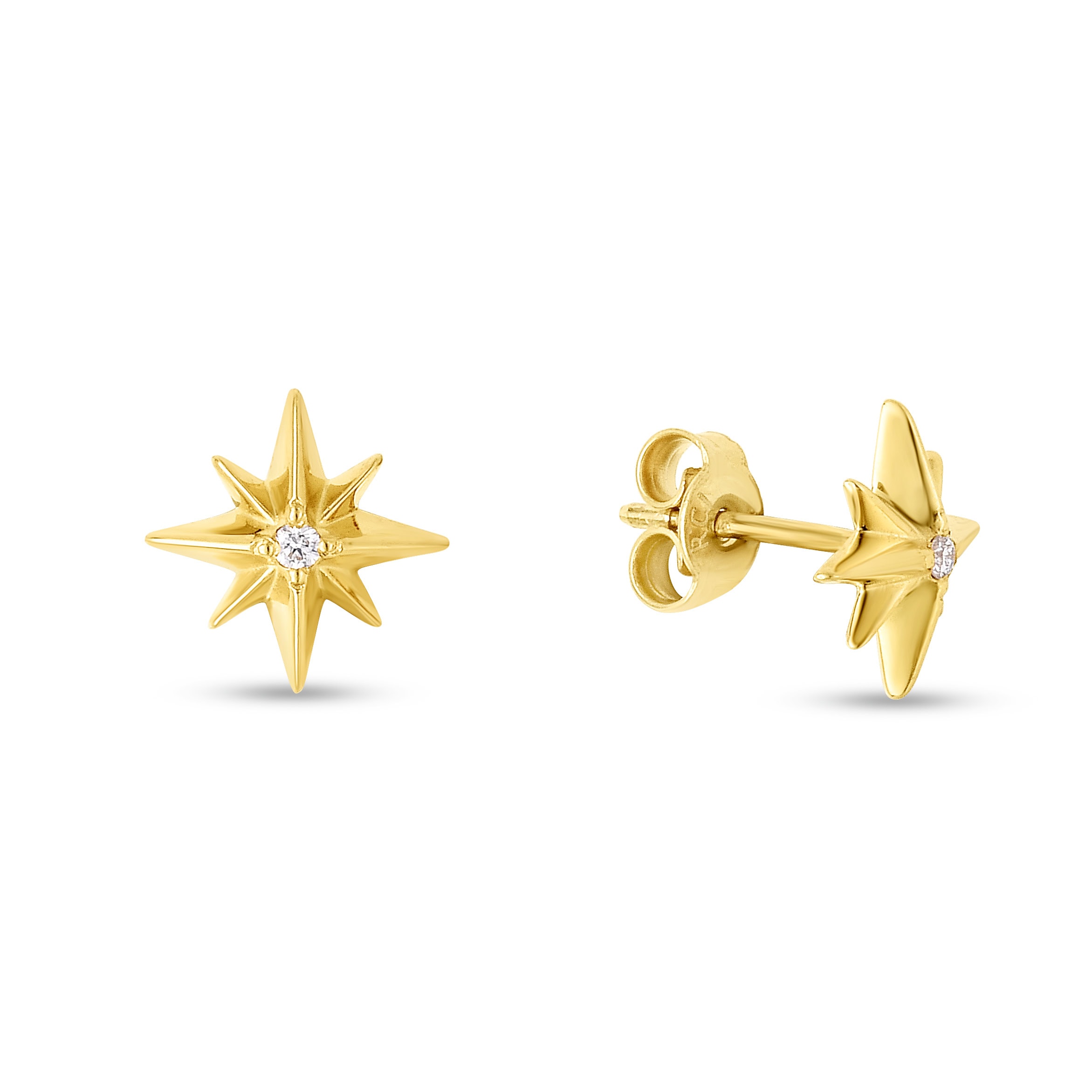 14K Gold Diamond North Star Earrings