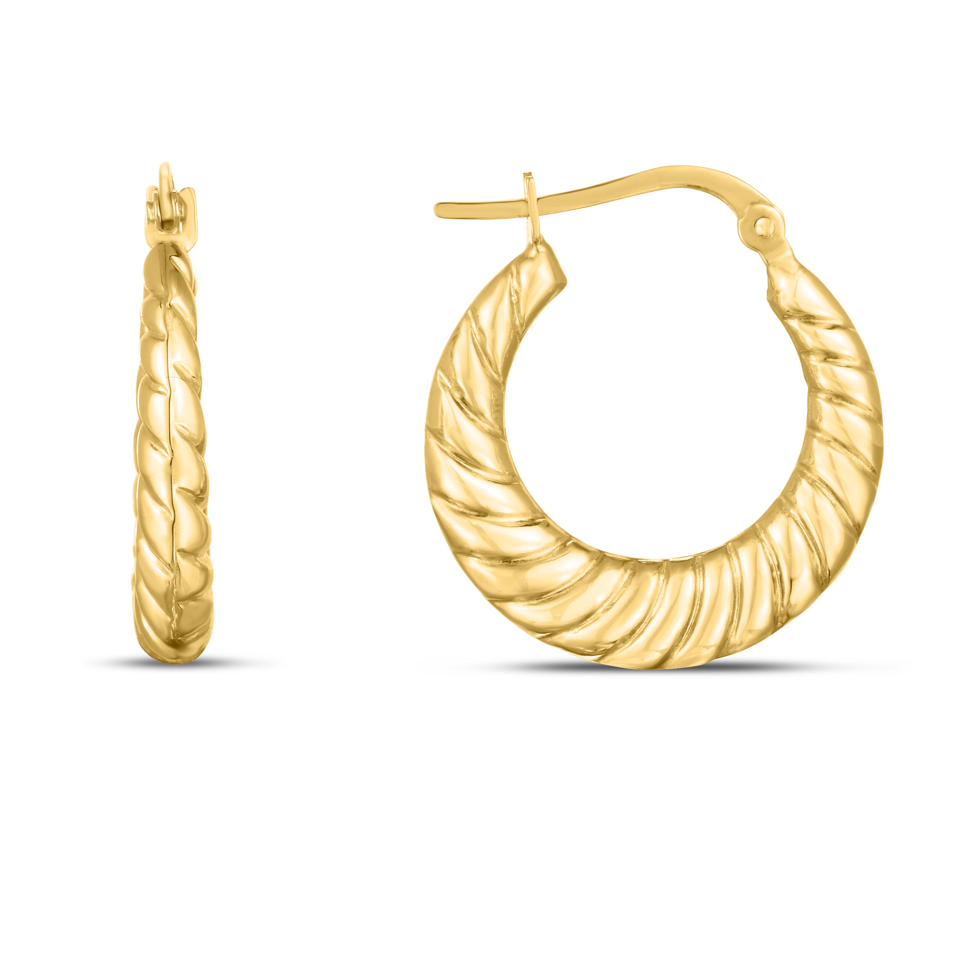 14K Gold Twisted Cable Graduated Hoops