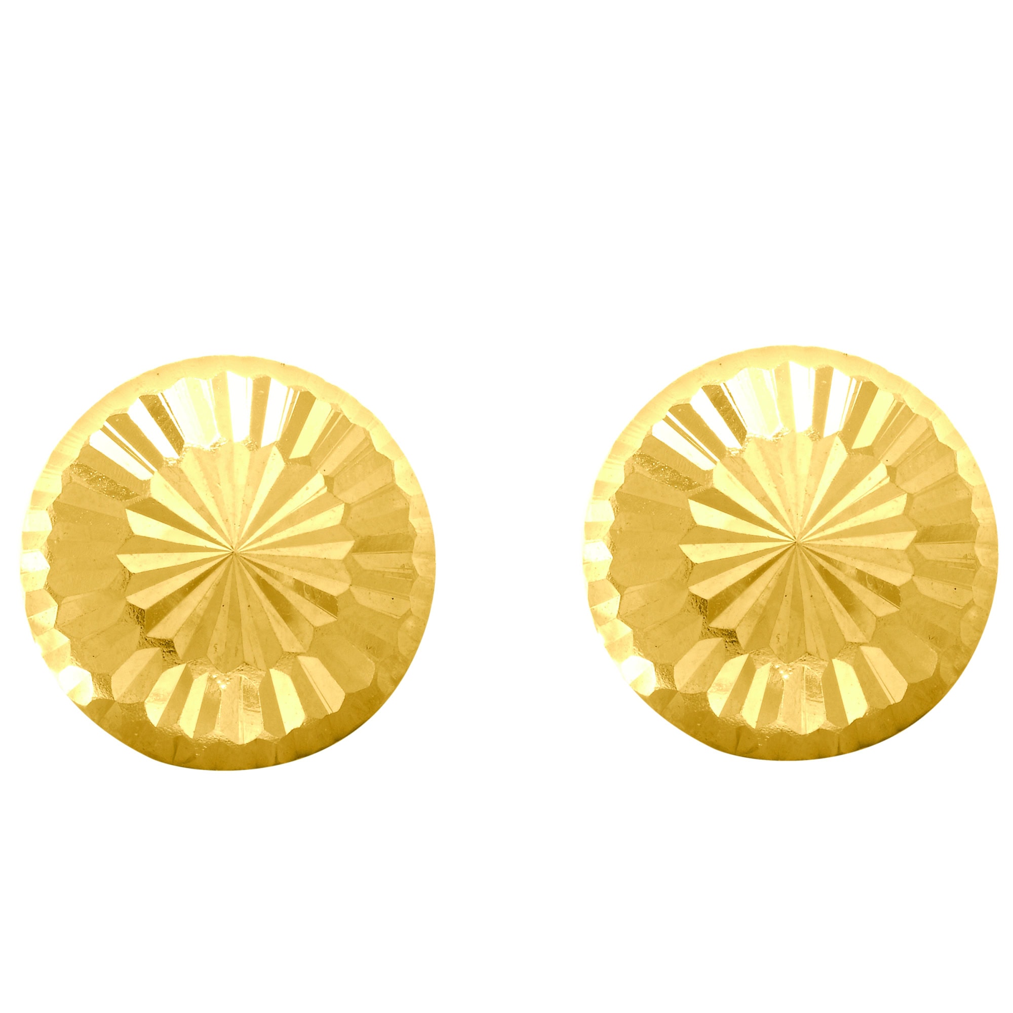 14K Gold Small Diamond Cut Burst Post Earring