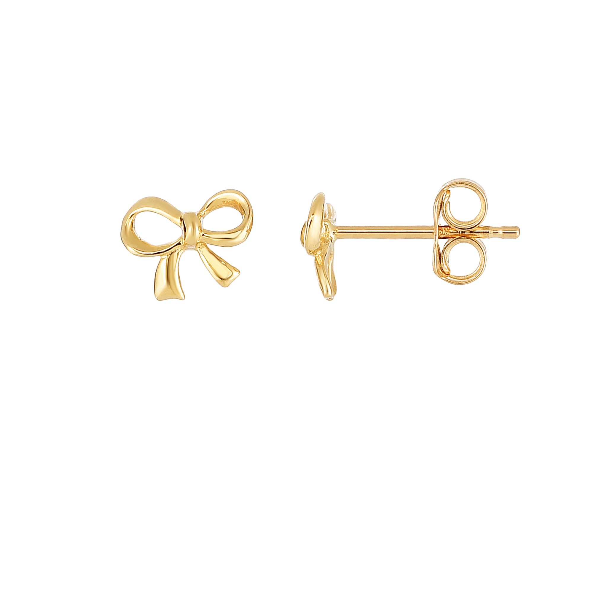 14K Gold Bow Stud Earring