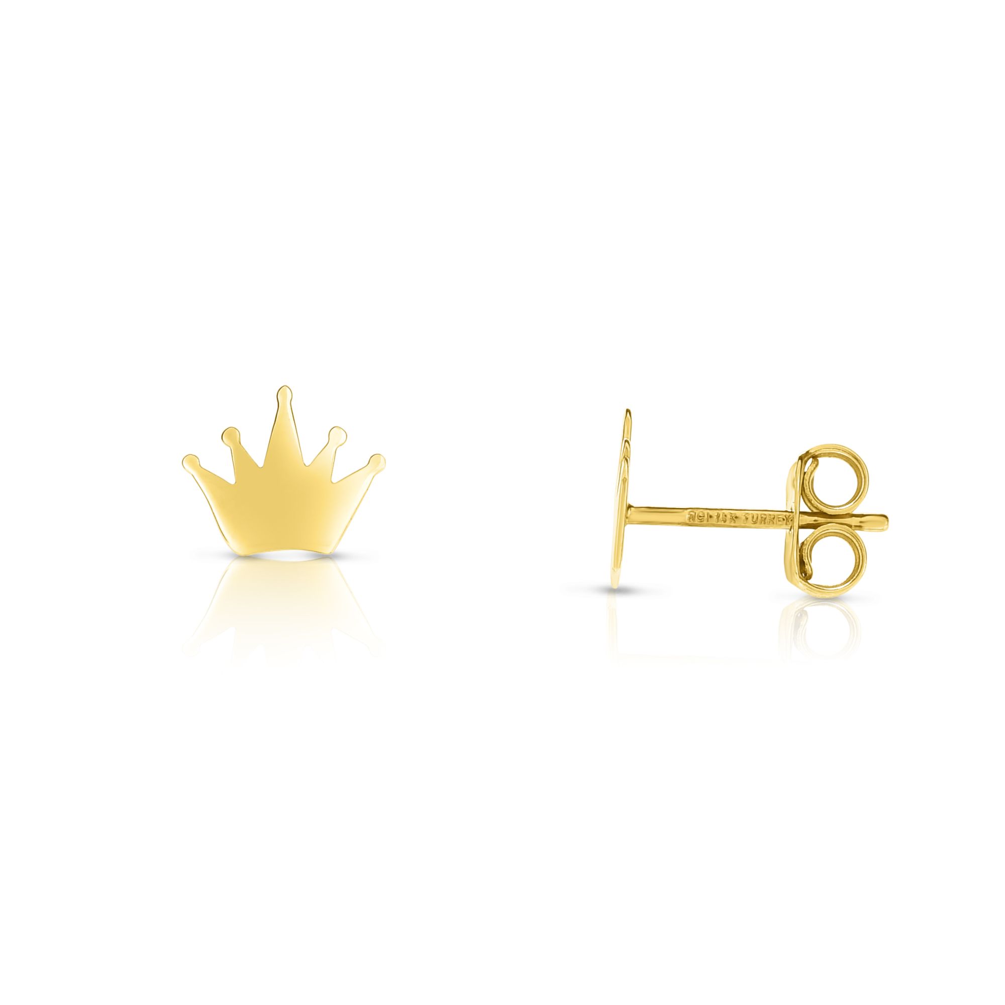 14K Gold Crown Stud Earring