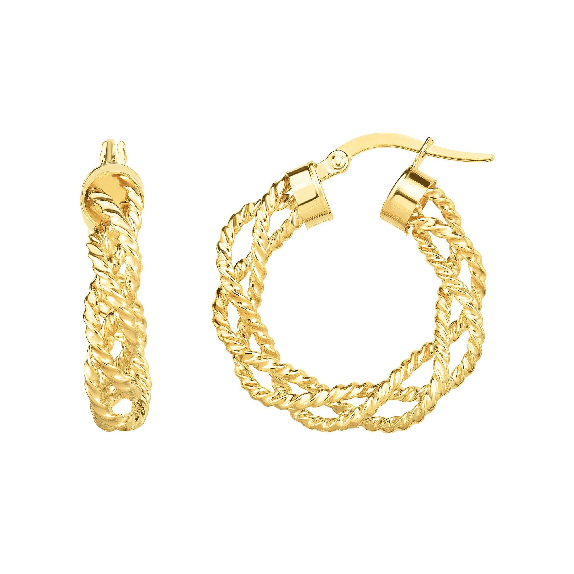 14K Gold Braided Twist Hoop Earring