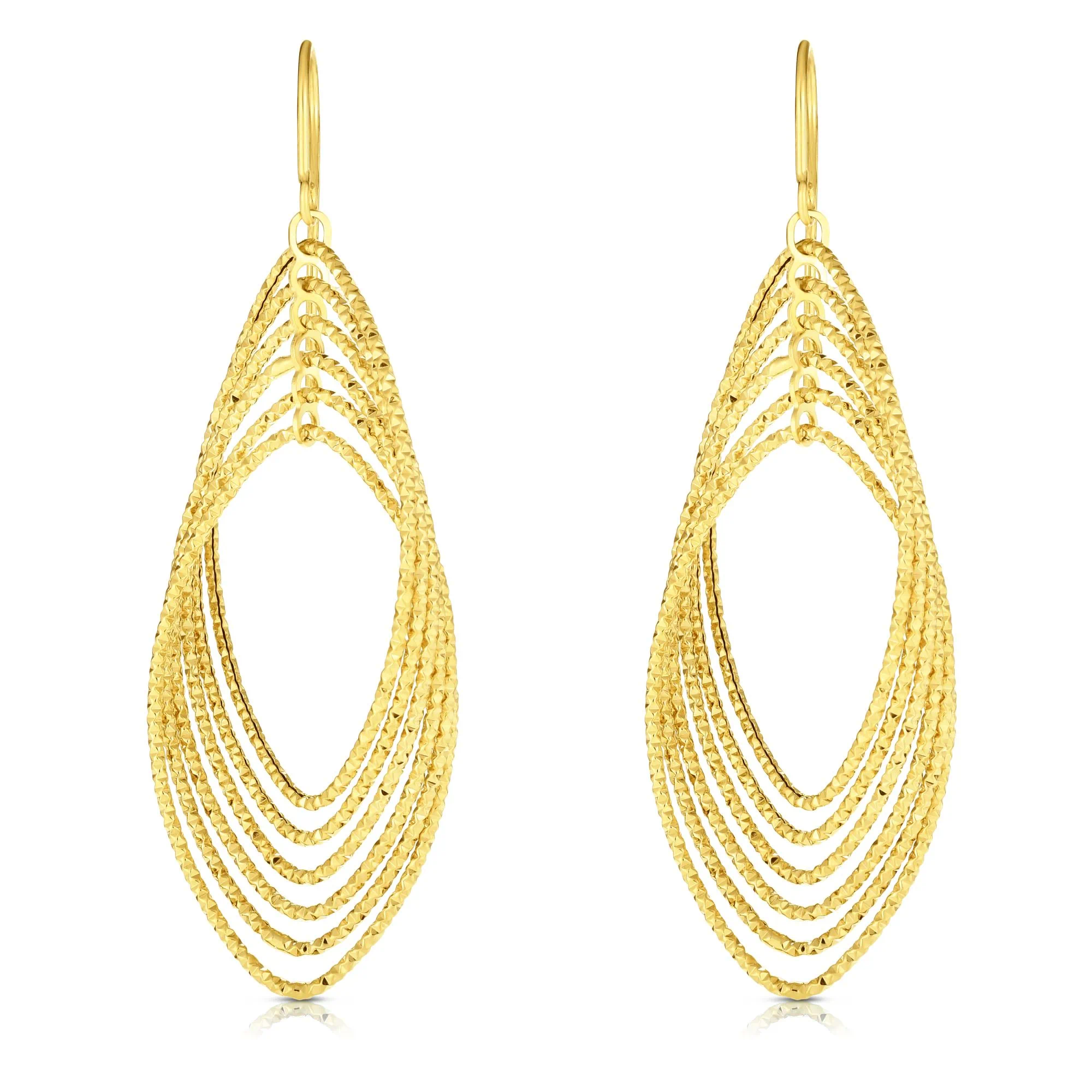14K Gold Multi-Layered Dangle Earring