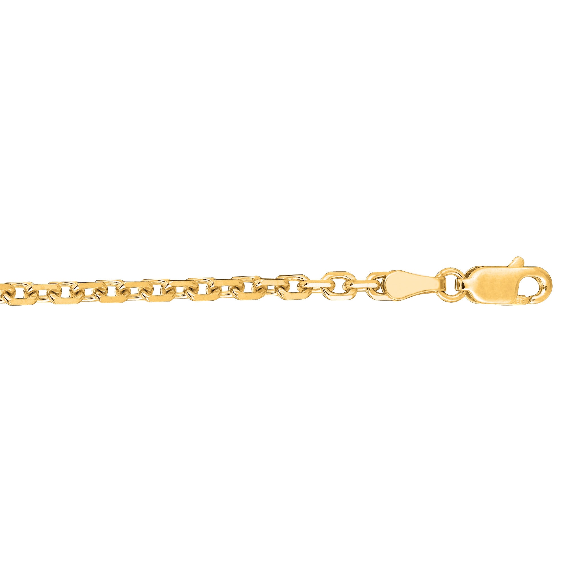 18K Gold 2.6mm Diamond Cut Cable Chain