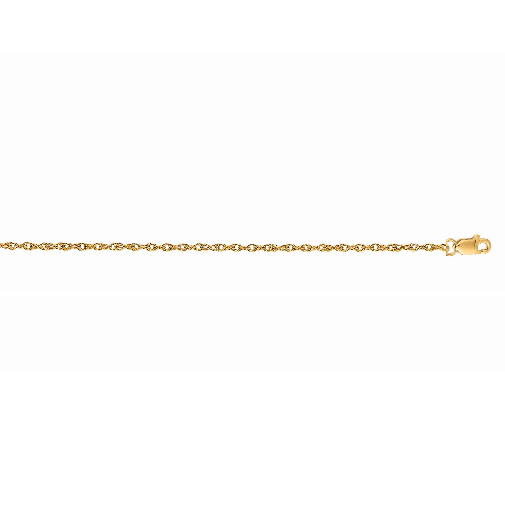 14K Gold 1.0mm Machine Rope Chain (Carded)