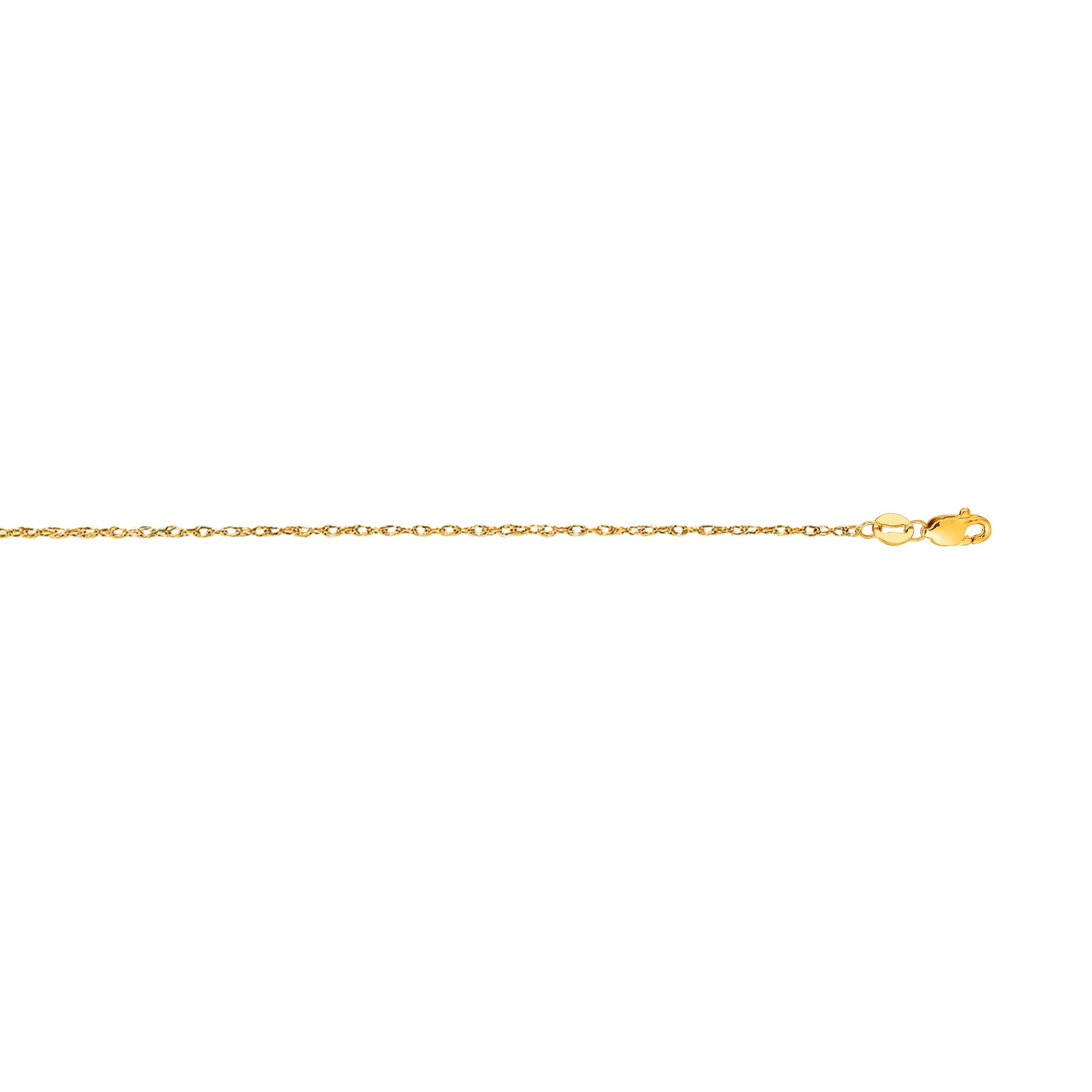 14K Gold 1.0mm Machine Rope Chain (Carded)