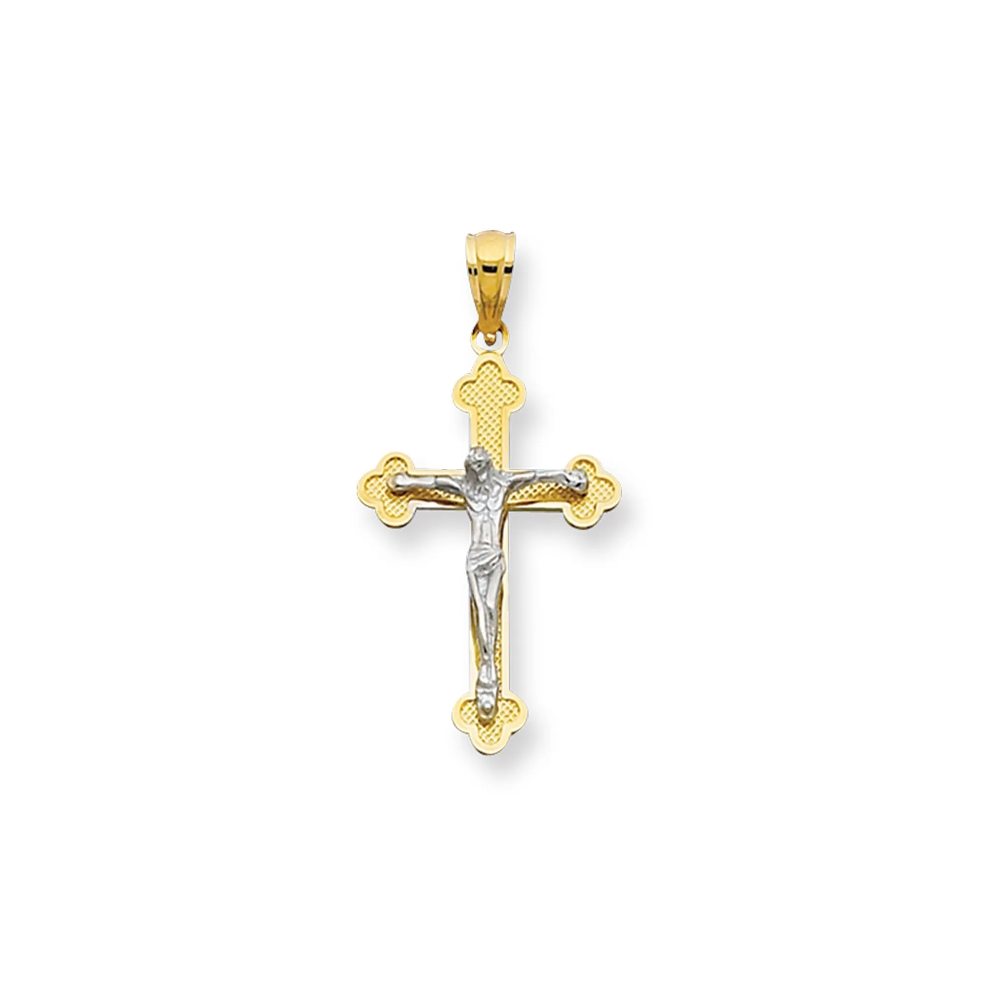 14K Gold Small Scalloped Edge Crucifix Cross