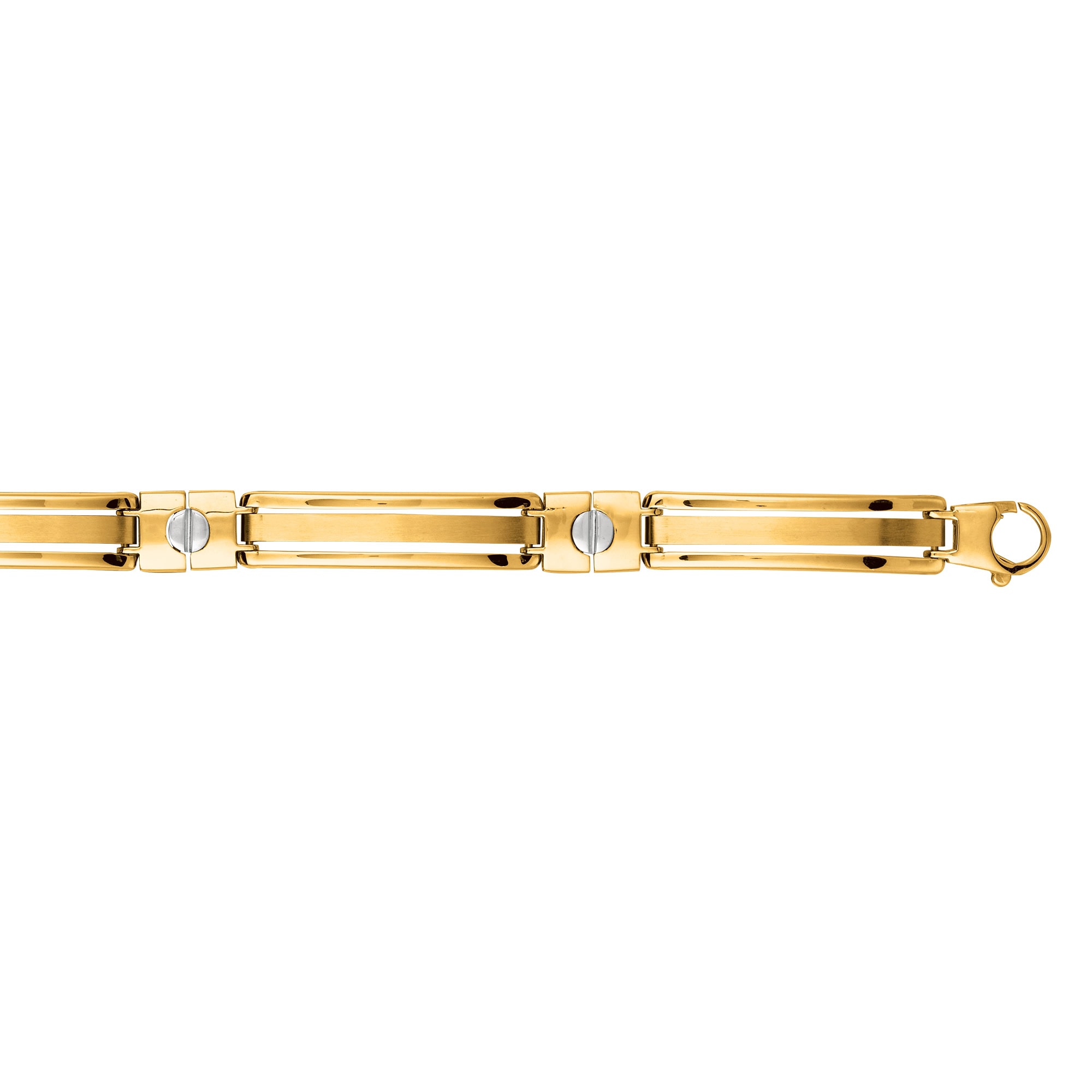 14K Gold Railroad Link with Screw Detail Bracelet