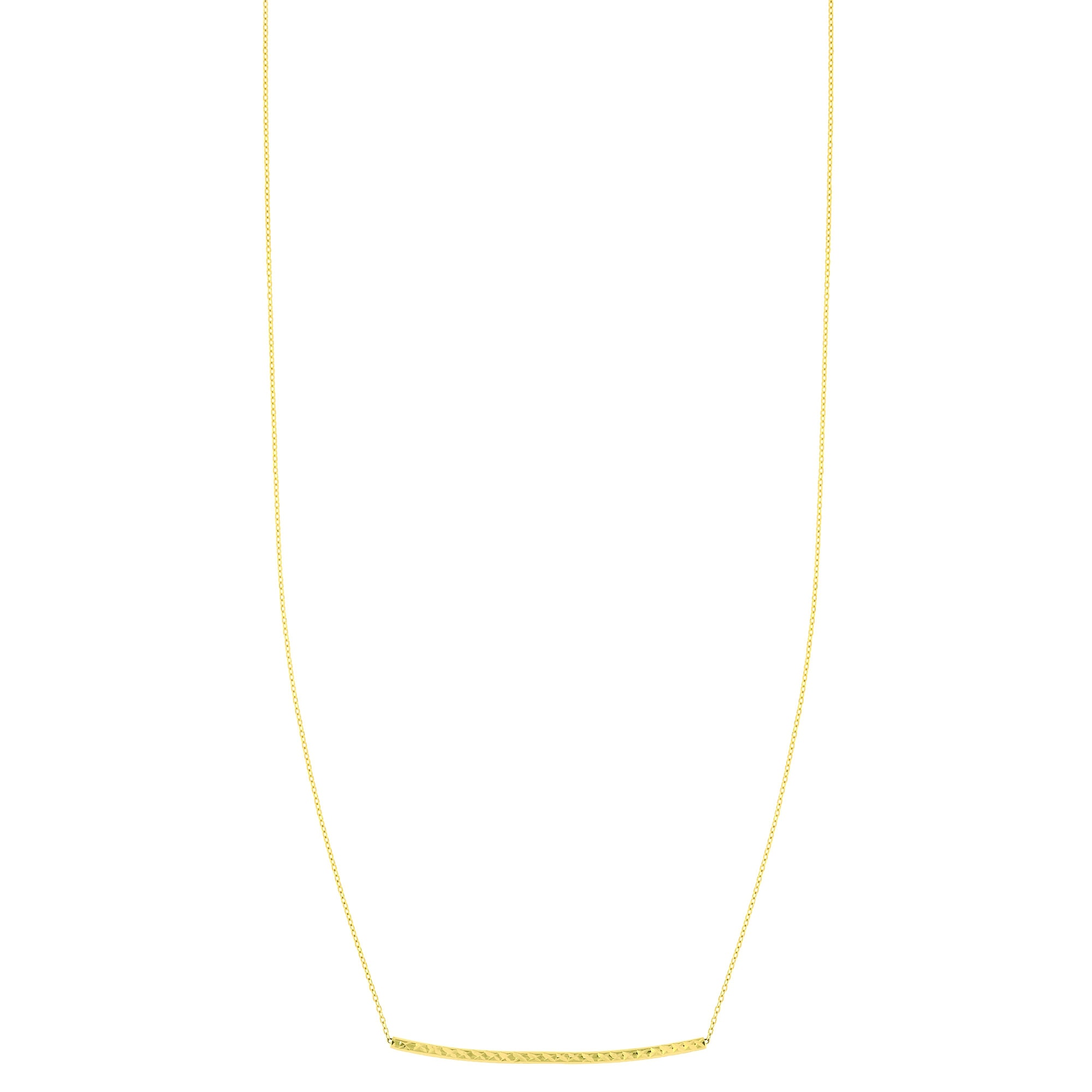14K Gold Diamond Cut Thin Bar Necklace