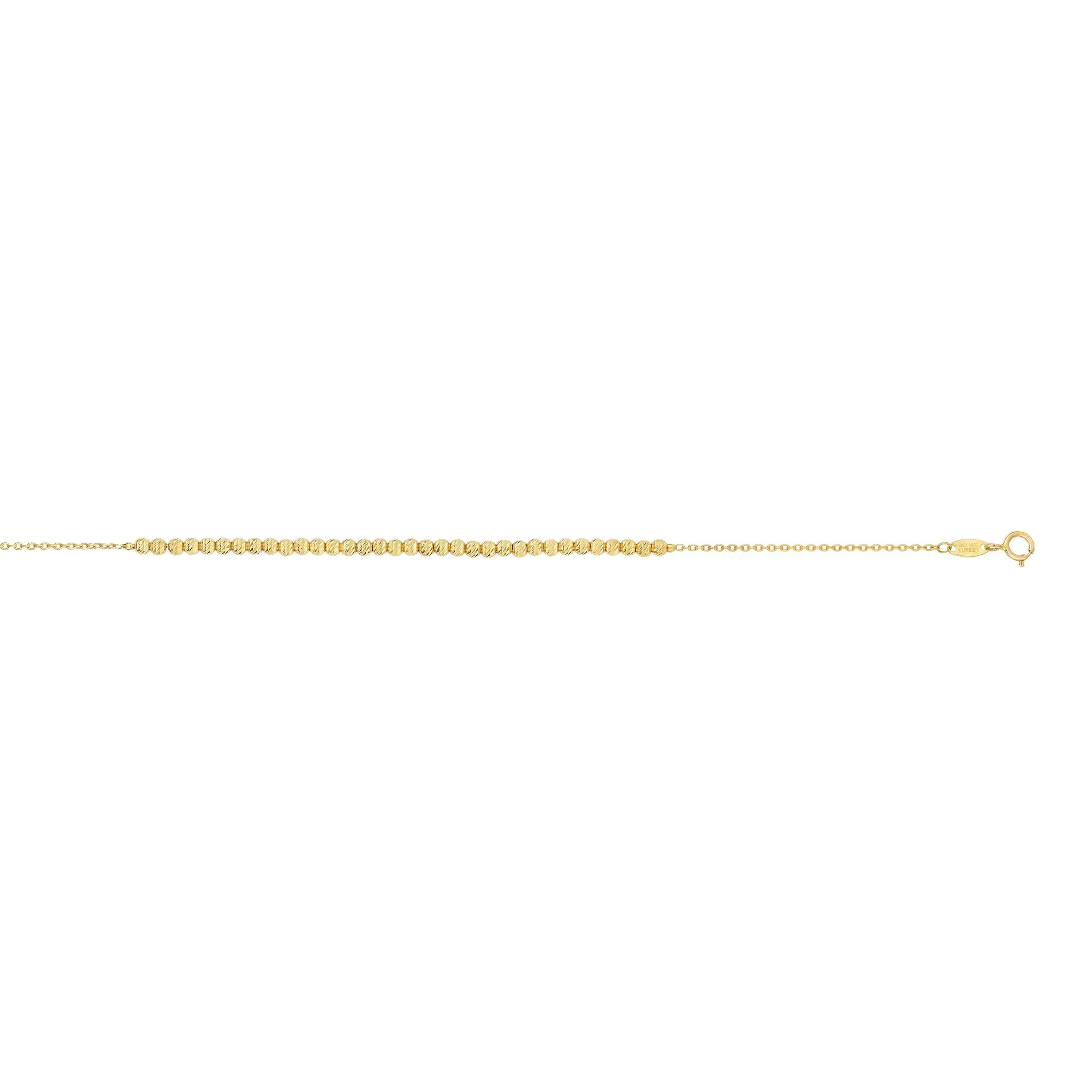 14K Yellow Gold Diamond Cut Bead Bracelet