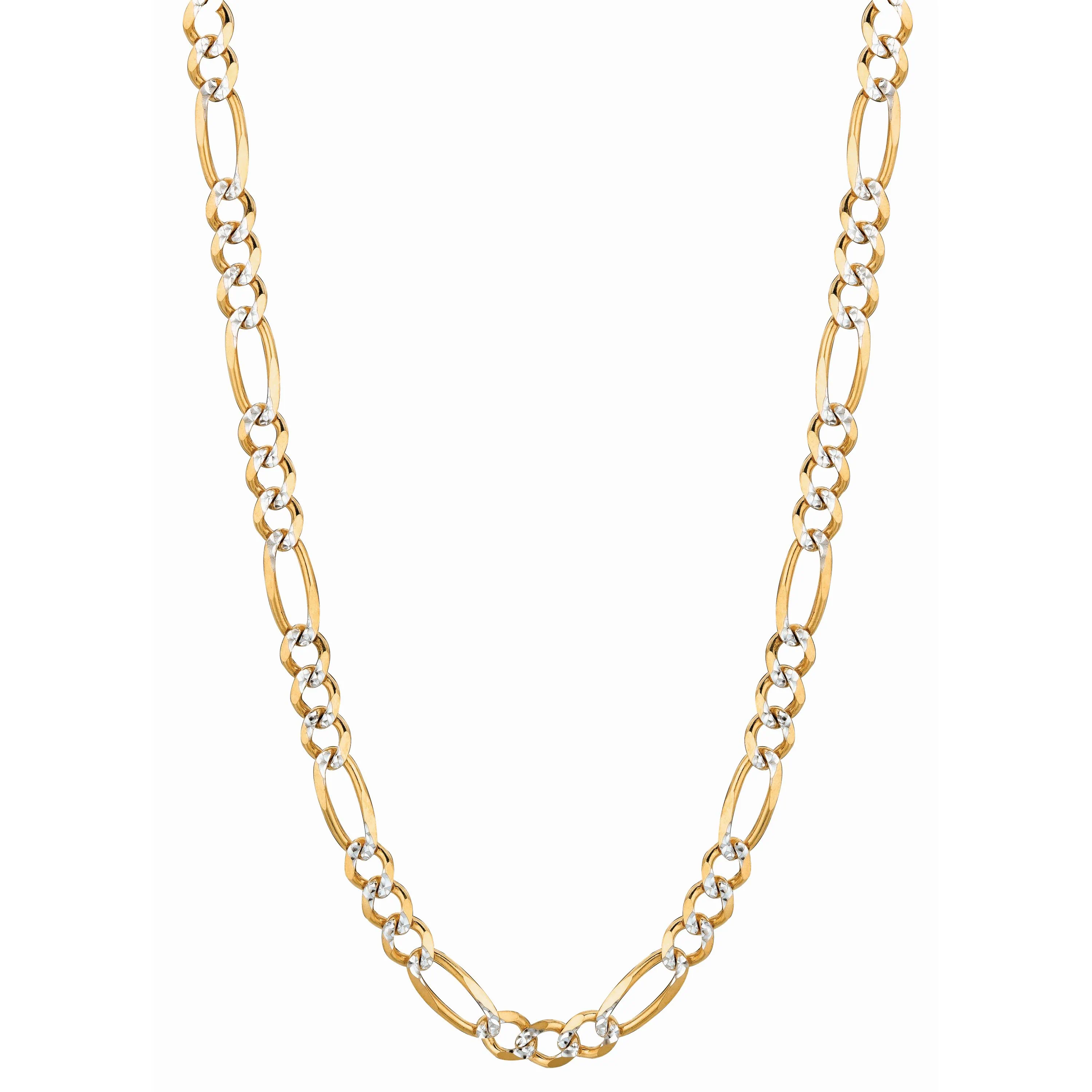 14K Gold 5.8mm White Pave Figaro Chain