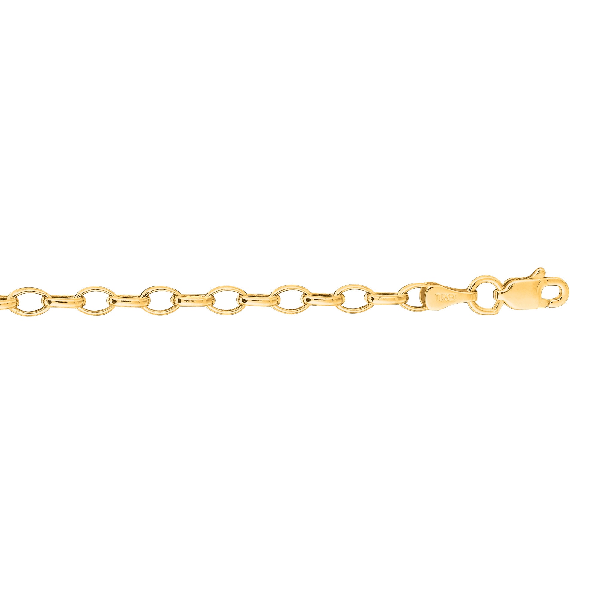 14K Gold 3.2mm Lite Oval Rolo Chain