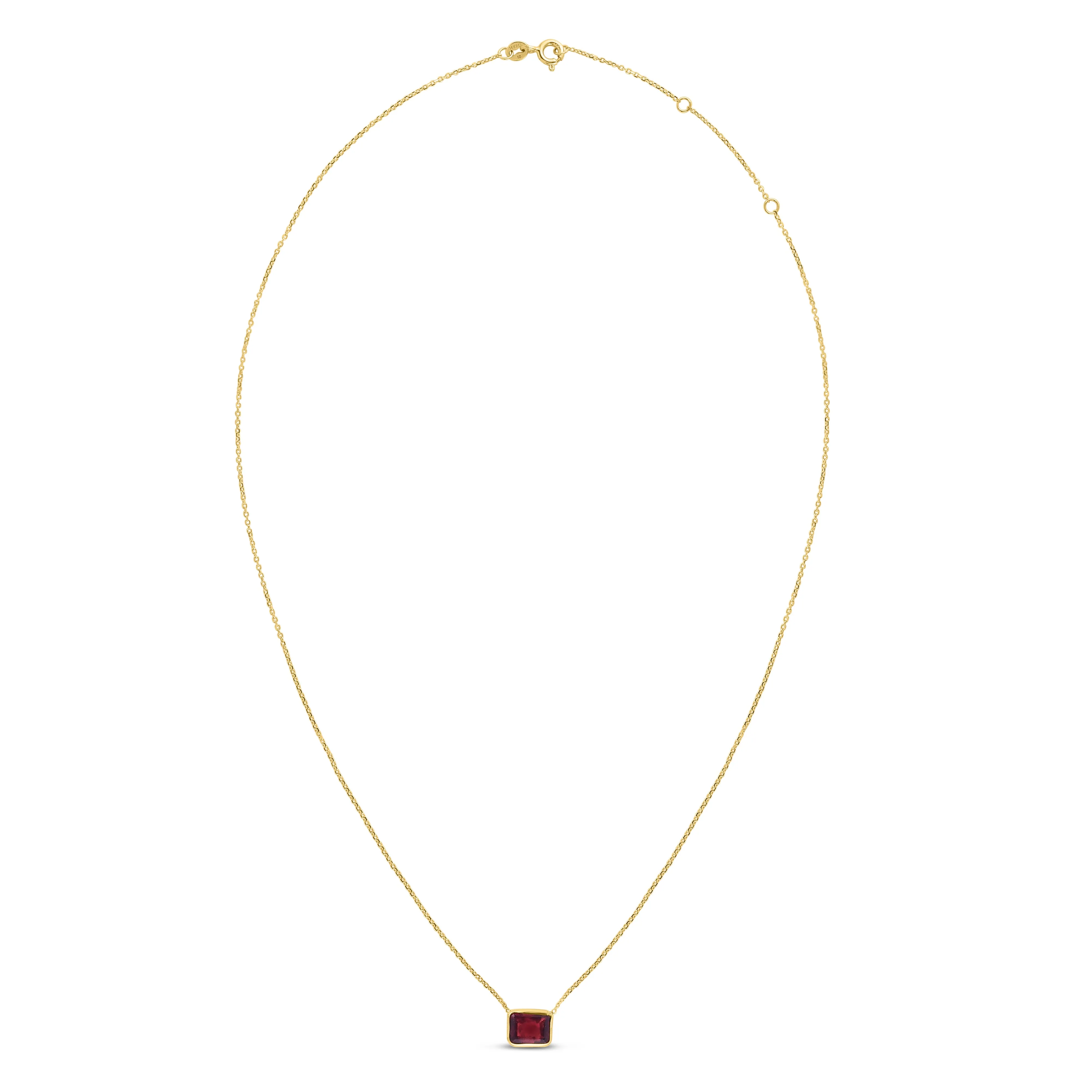 14K Gold Emerald Cut Garnet Necklace