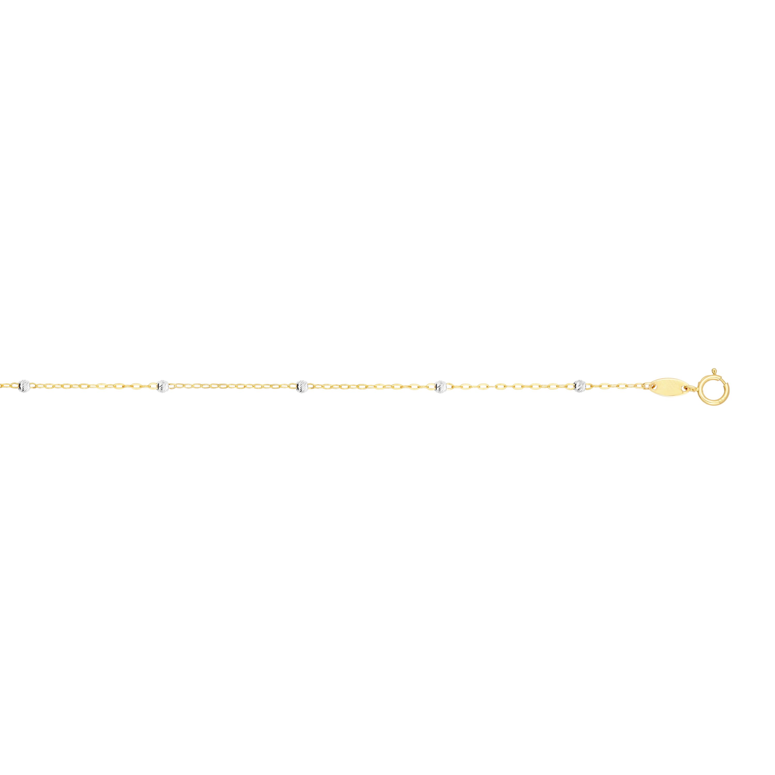 14K Gold 3.5mm Diamond Cut Bead Saturn Chain