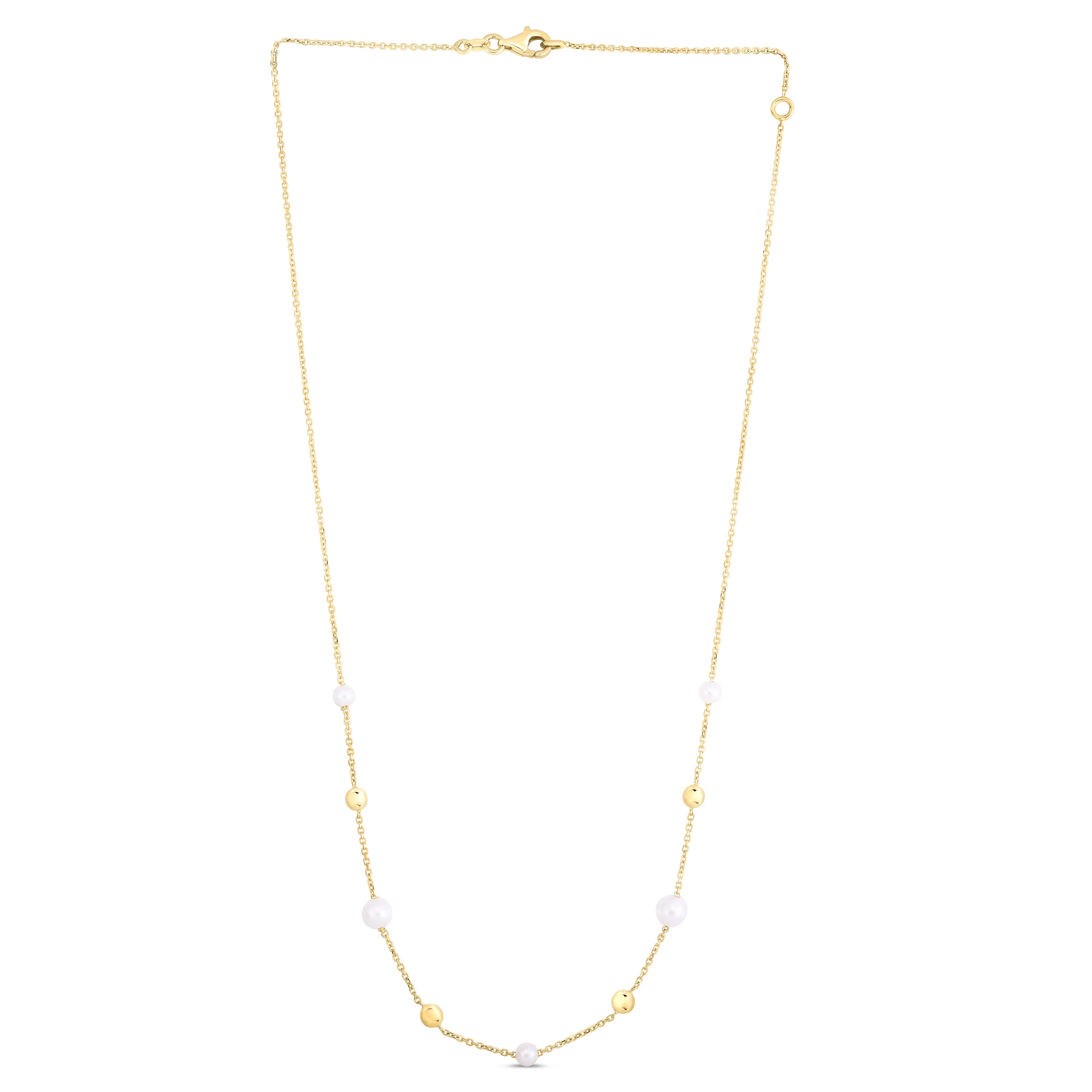 14K Gold & Pearl Bead Tin-Cup Necklace
