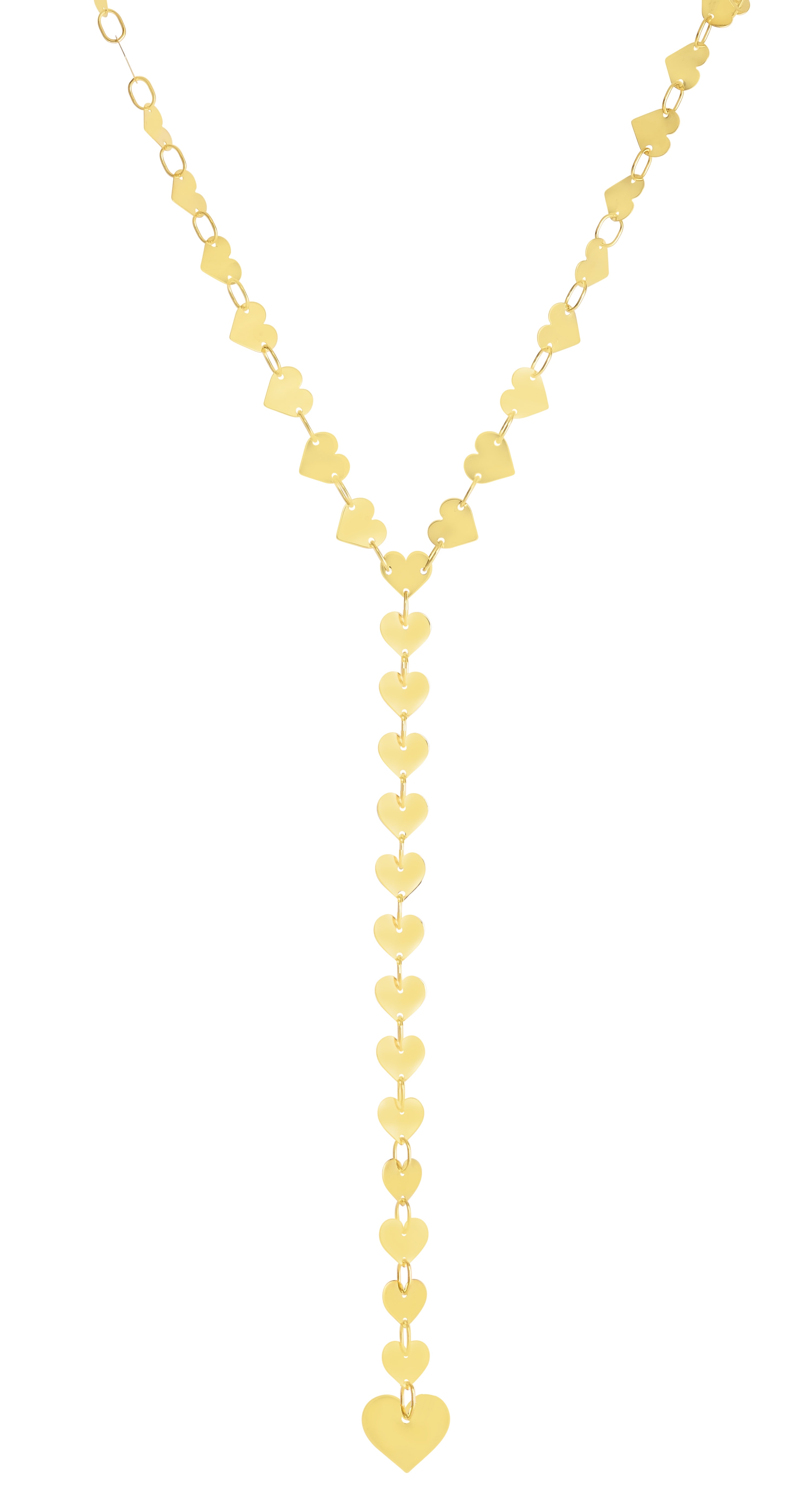14K Mirrored Chain Heart Lariat Necklace
