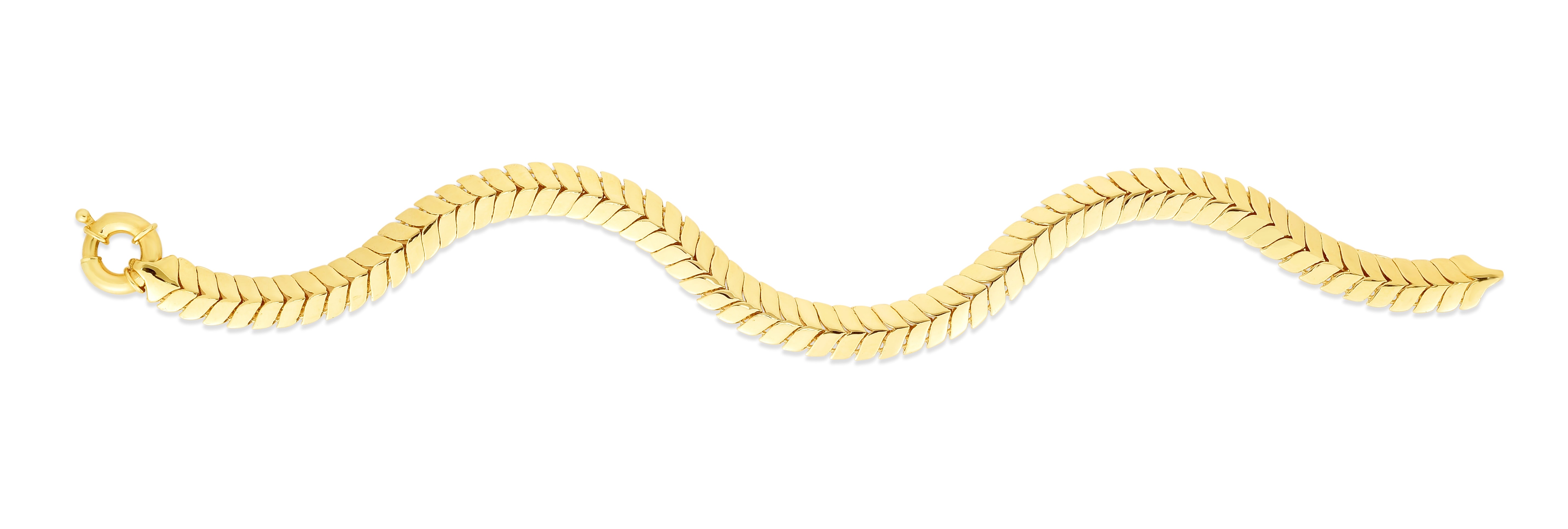 14K Gold 6mm Chevron Link Bracelet