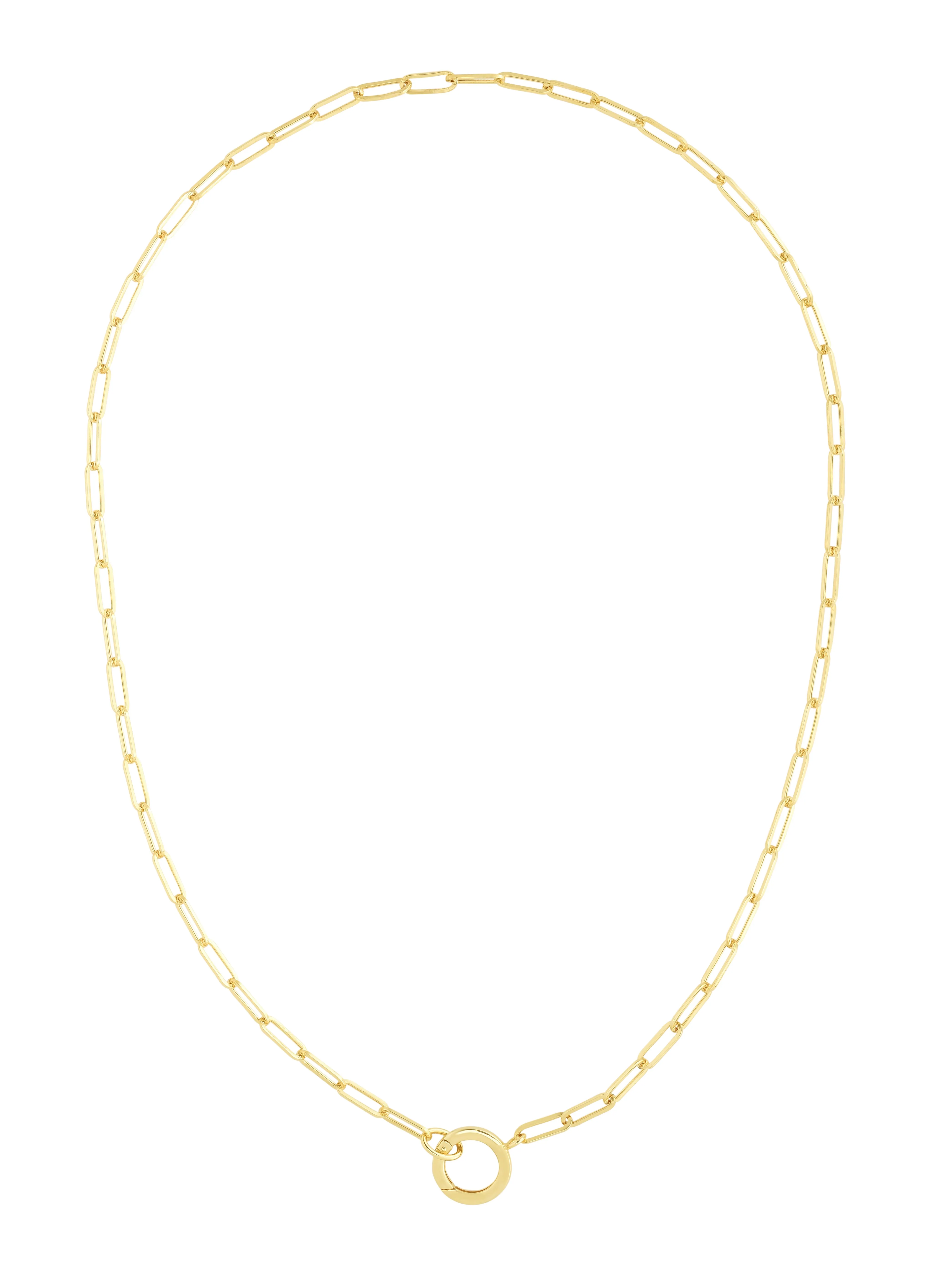 14K Gold 3.2mm Charm Clasp Paperclip Necklace